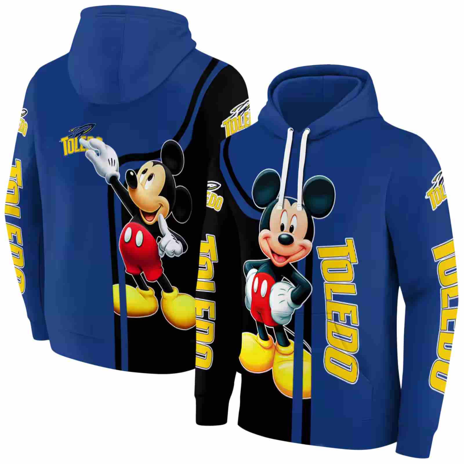 toledo rockets mickey mouse blue black hoodie fashion forward