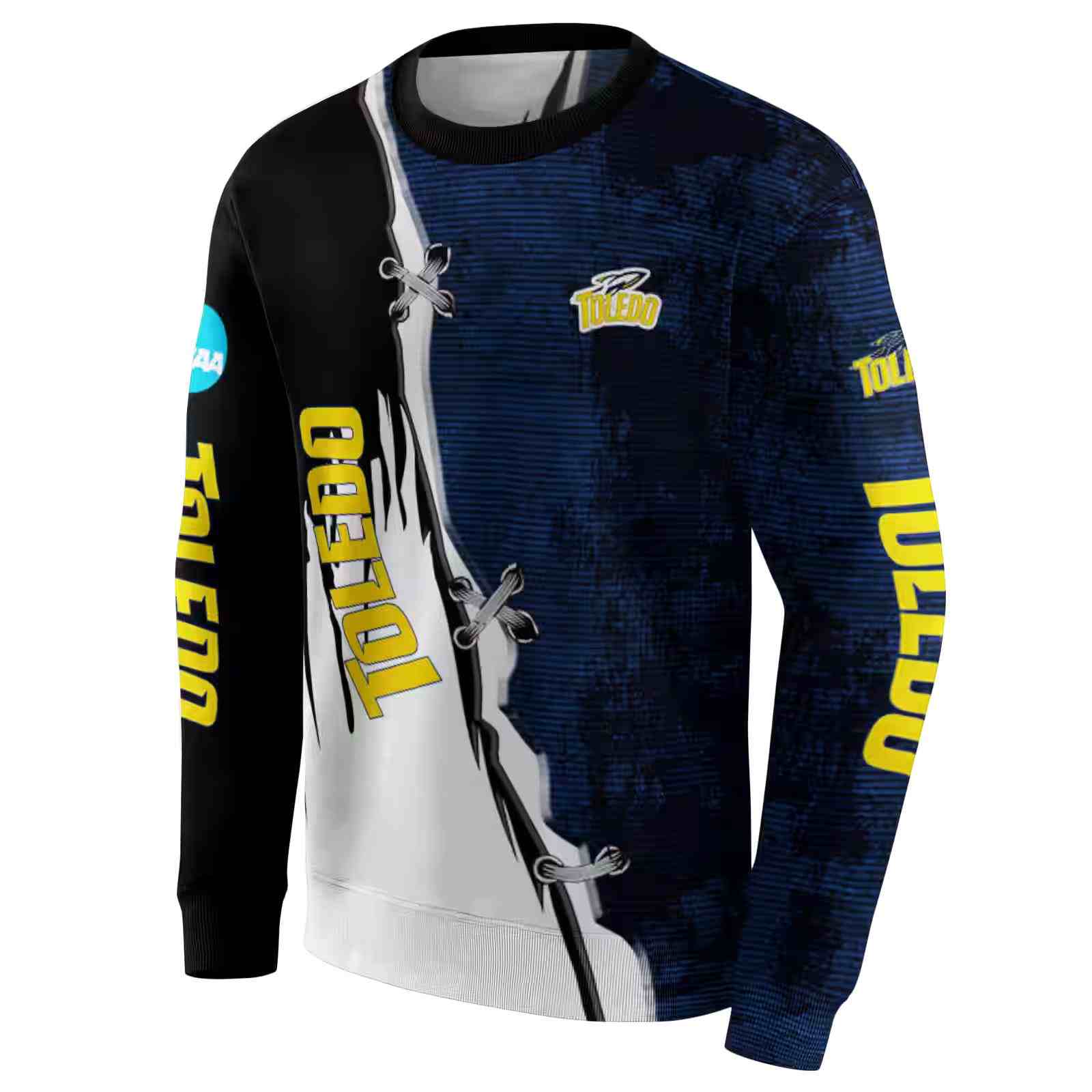 toledo rockets ripped pattern blue black white hoodie new arrival