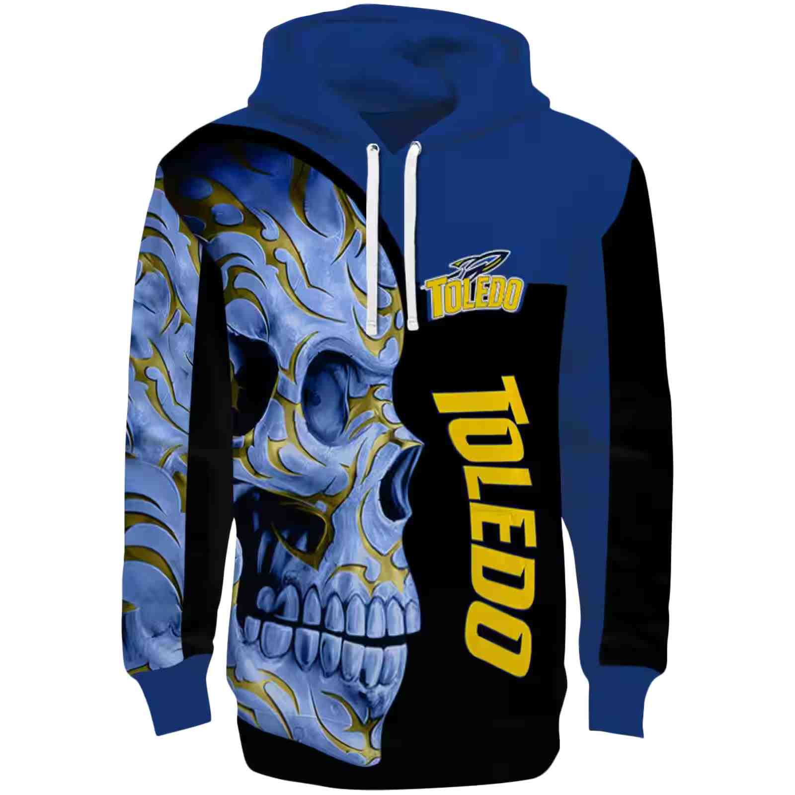 Toledo Rockets Skull Motif Blue Black Hoodie