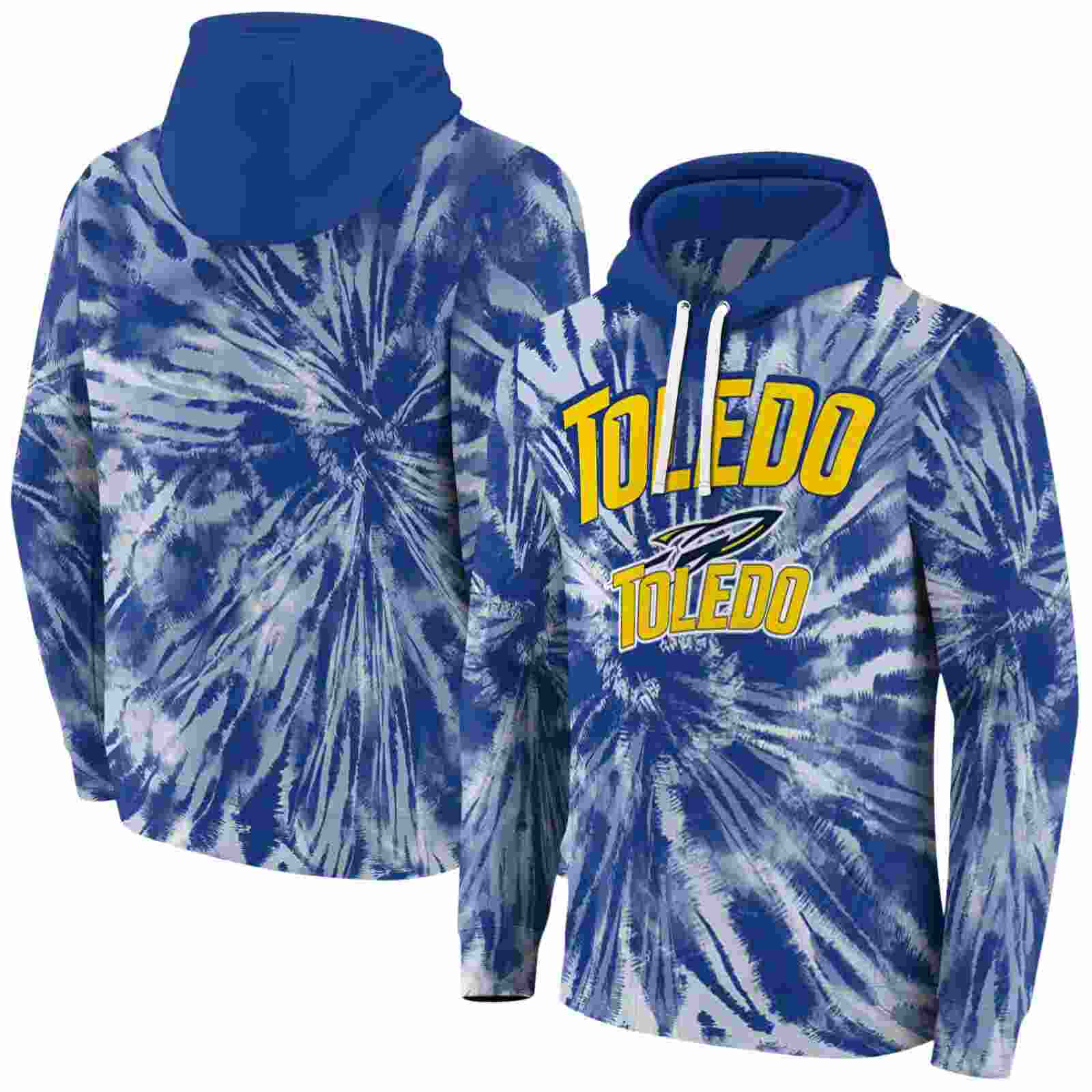 toledo rockets tie dye pattern blue hoodie fashion forward