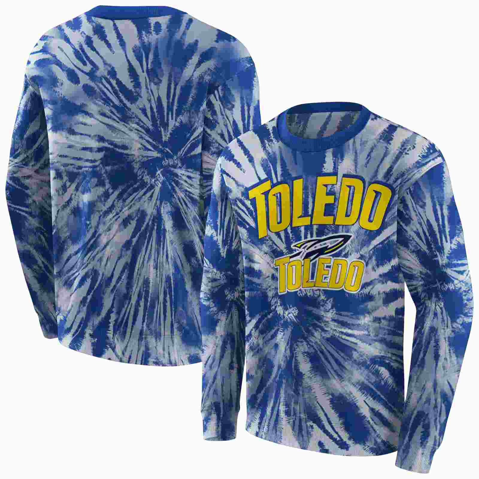 toledo rockets tie dye pattern blue hoodie premium grade