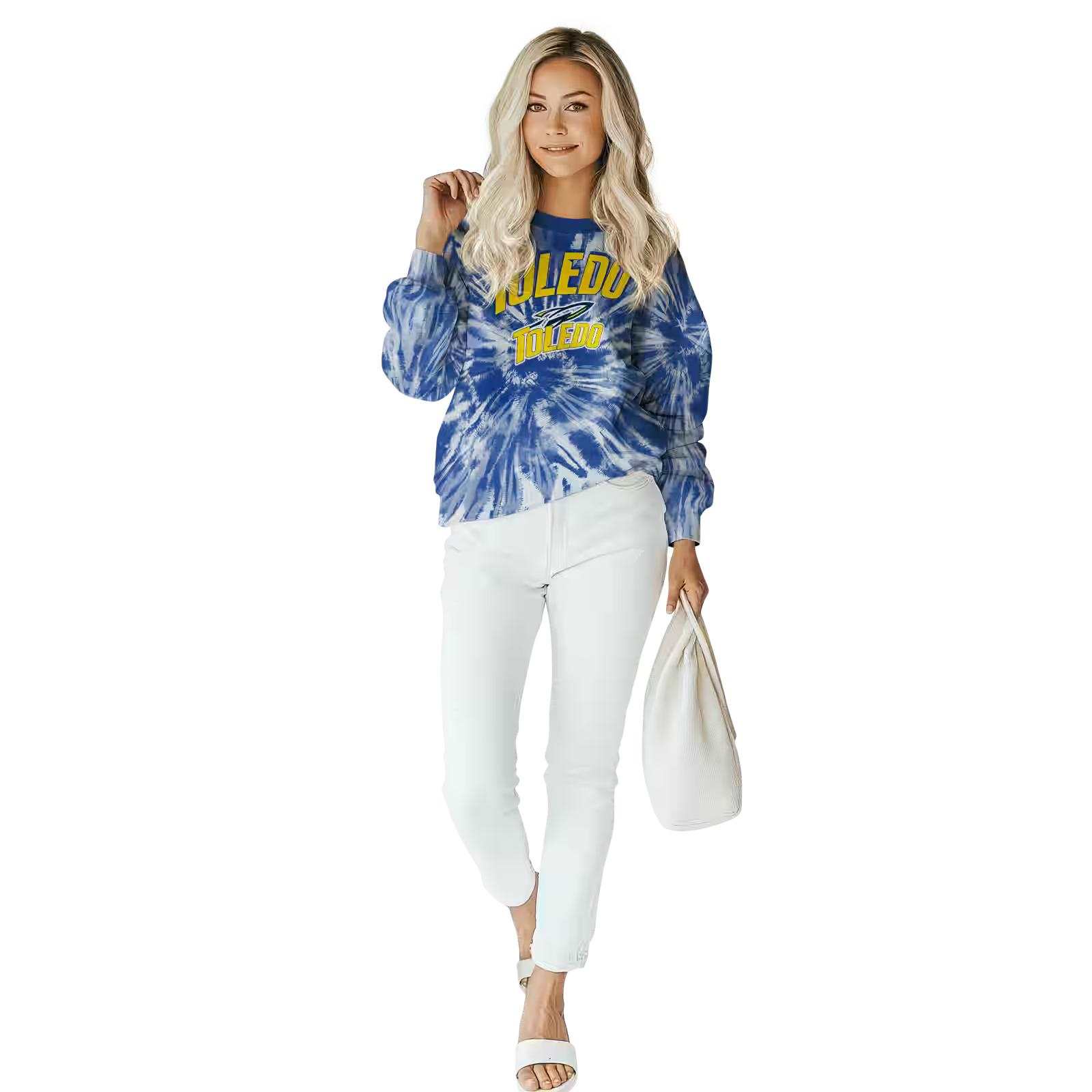 toledo rockets tie dye pattern blue hoodie trendy