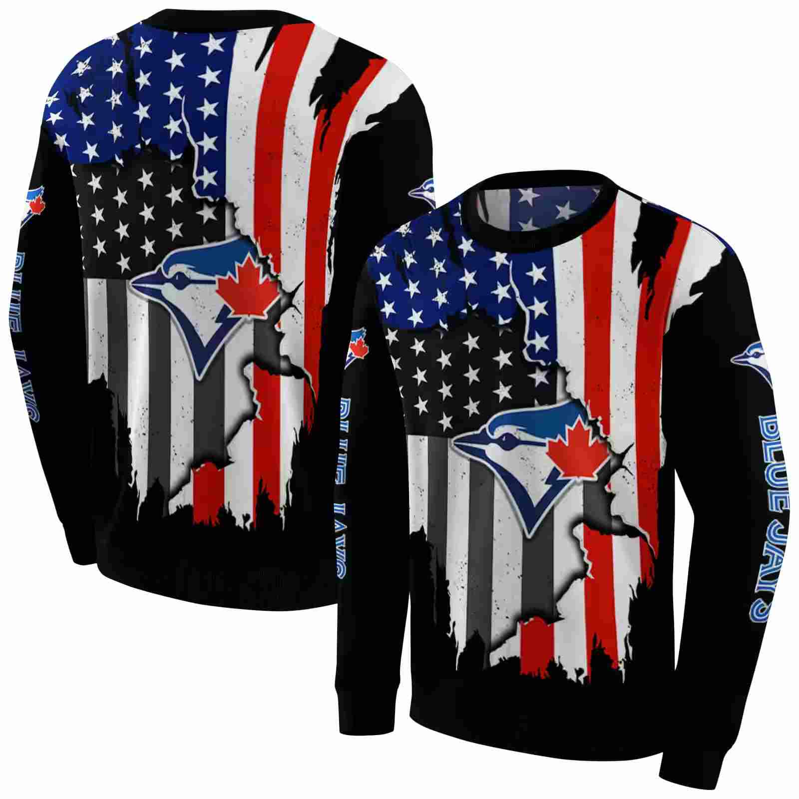 toronto blue jays american pride black hoodie premium grade