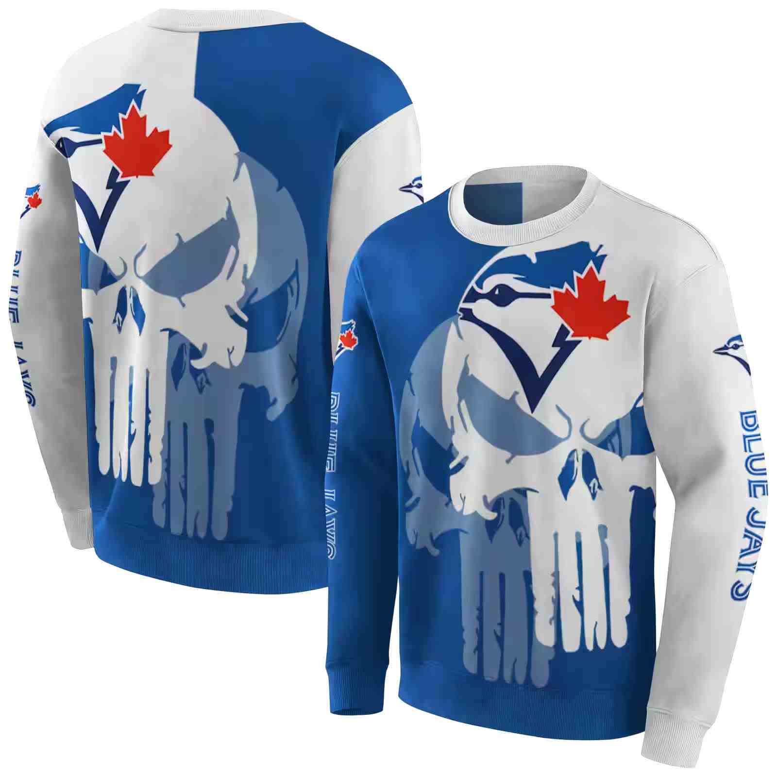 toronto blue jays graphic punisher blue white hoodie premium grade