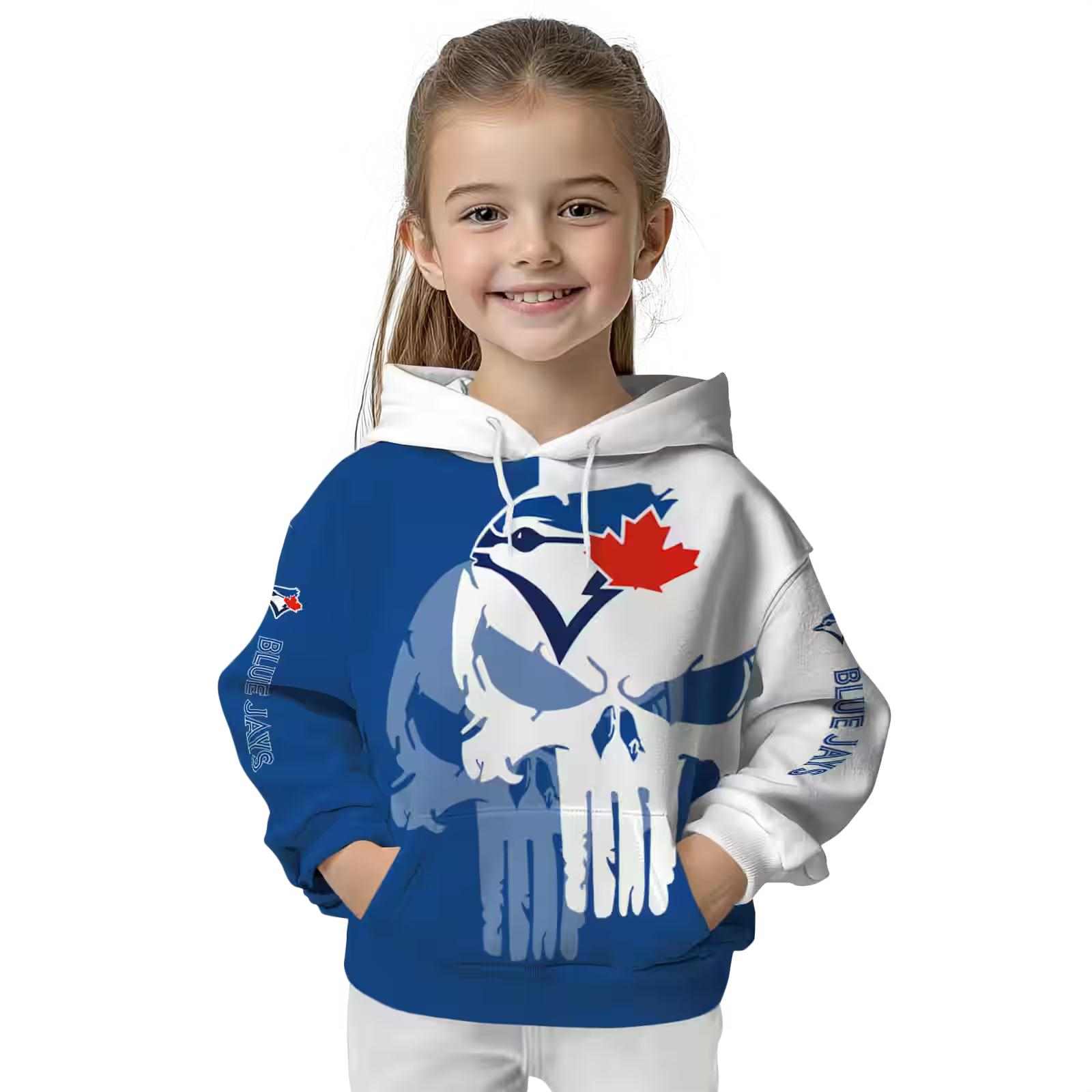 toronto blue jays graphic punisher blue white hoodie top rated