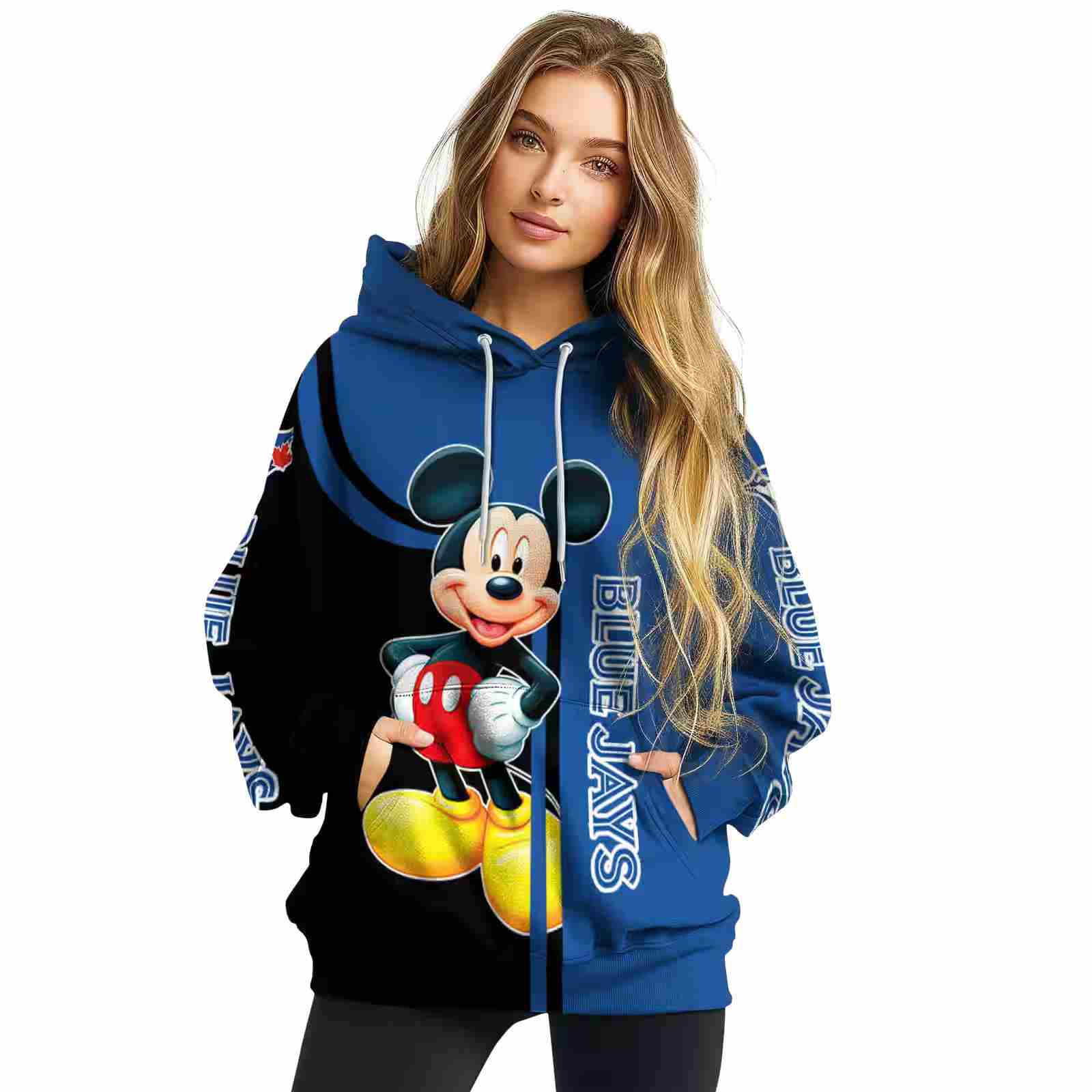 toronto blue jays mickey mouse blue black hoodie high quality