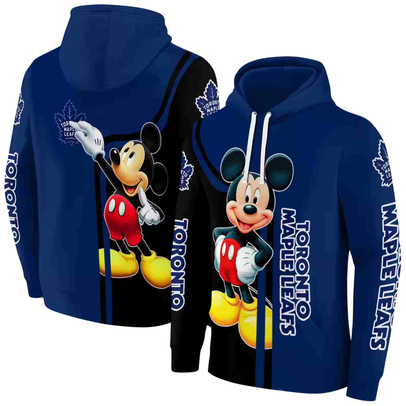 toronto maple leafs mickey mouse blue black hoodie fashion forward