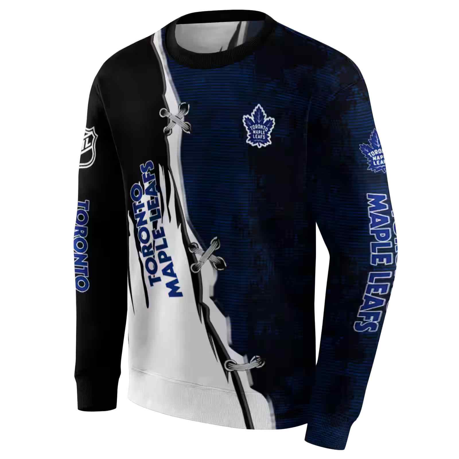 toronto maple leafs ripped pattern blue black white hoodie new arrival