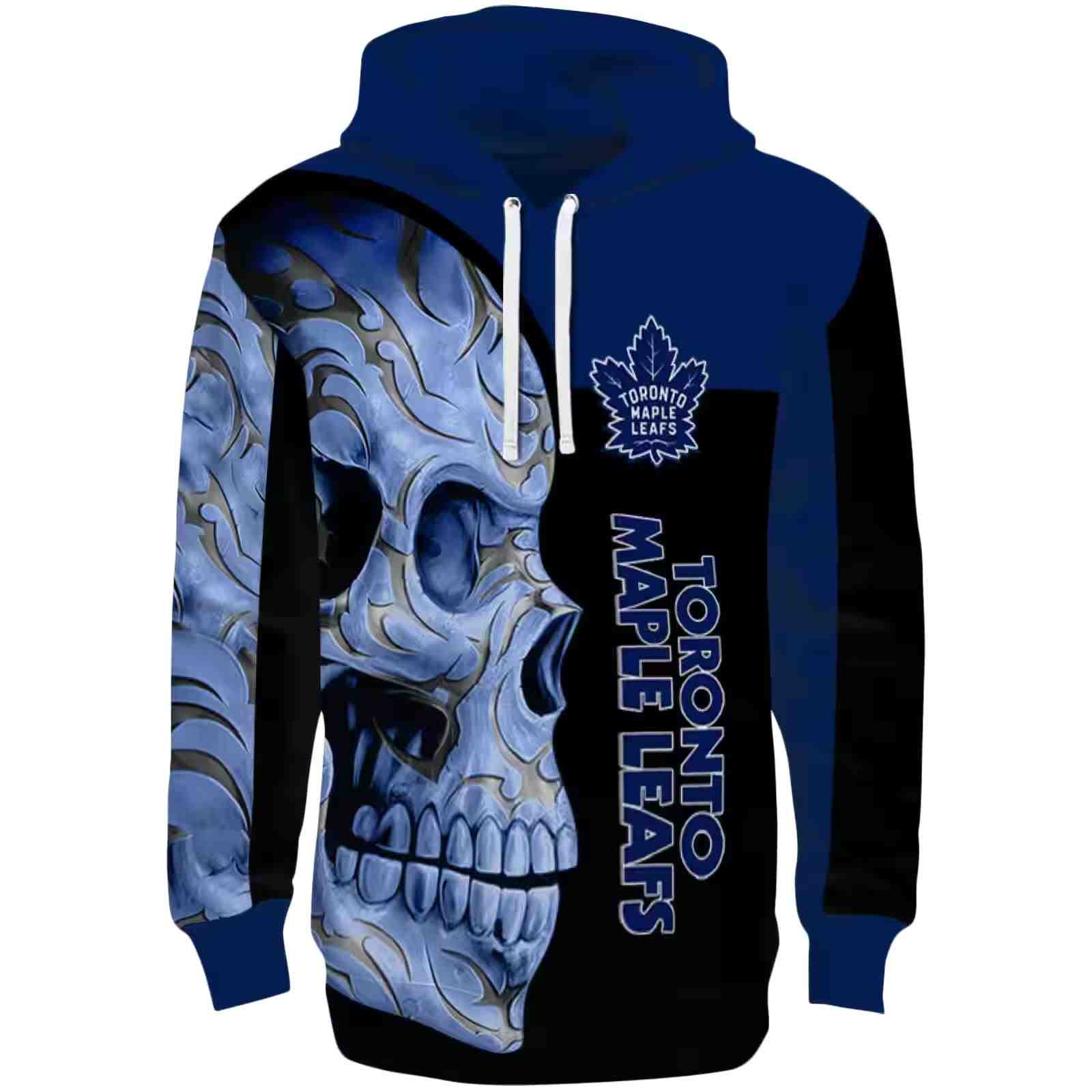 Toronto Maple Leafs Skull Motif Blue Black Hoodie