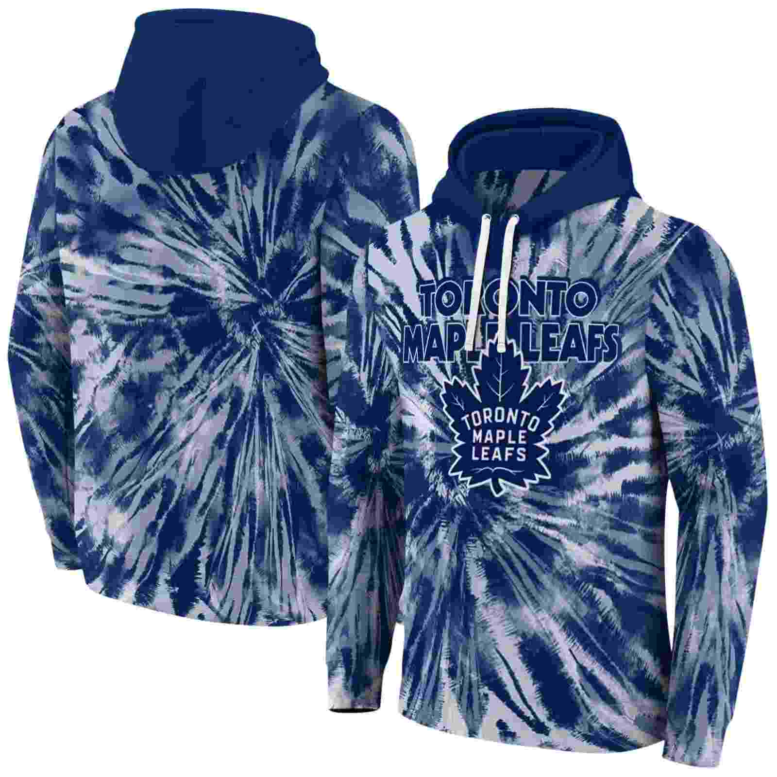 toronto maple leafs tie dye pattern blue hoodie fashion forward