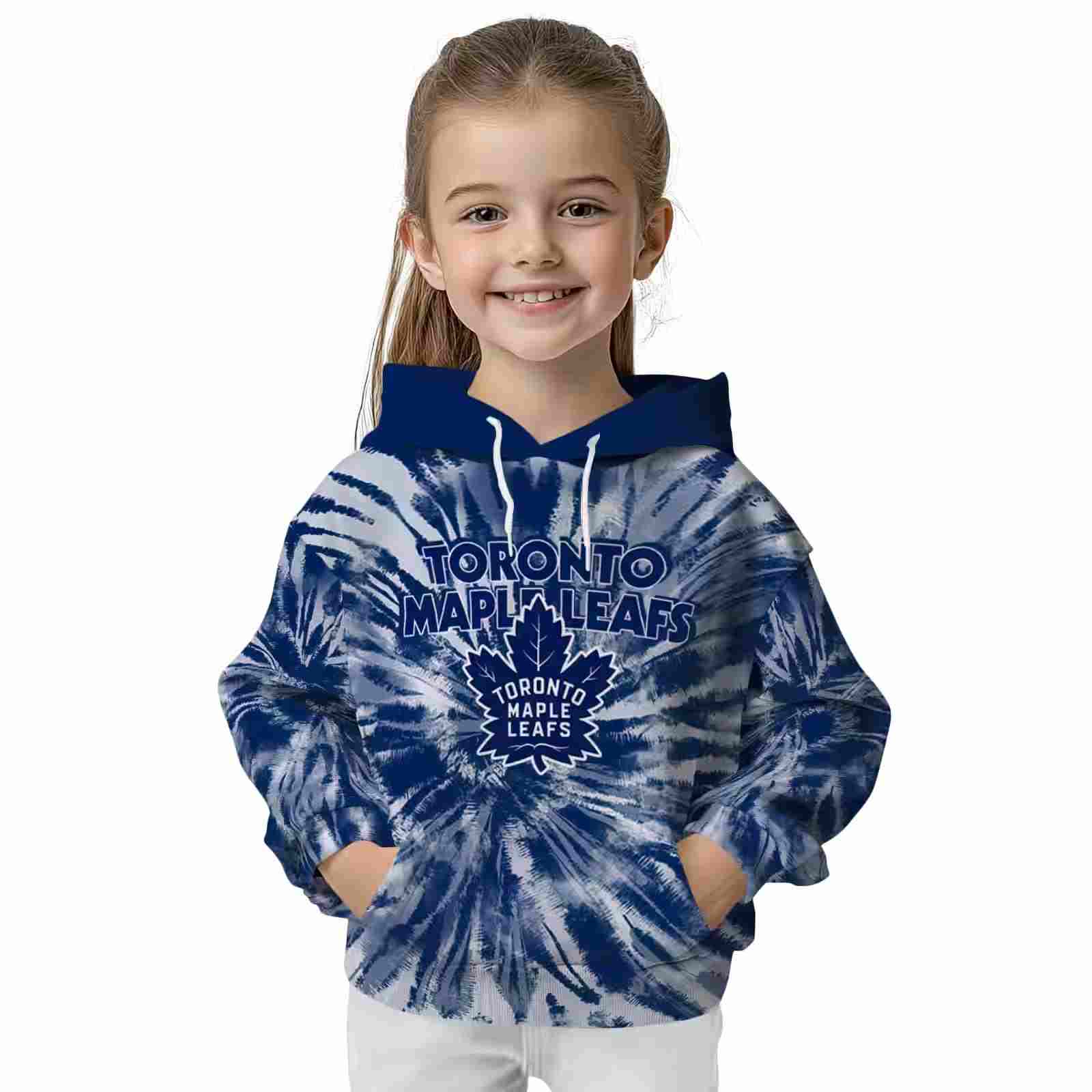 toronto maple leafs tie dye pattern blue hoodie top rated