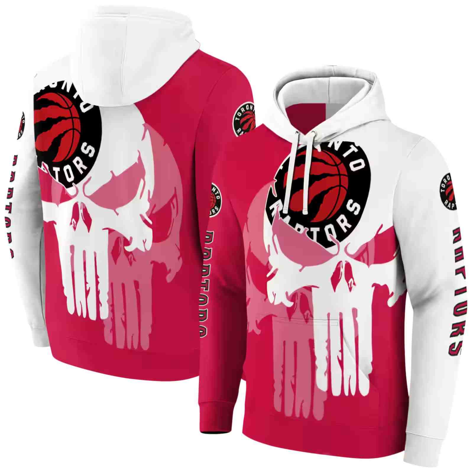 toronto raptors graphic punisher red white hoodie fashion forward