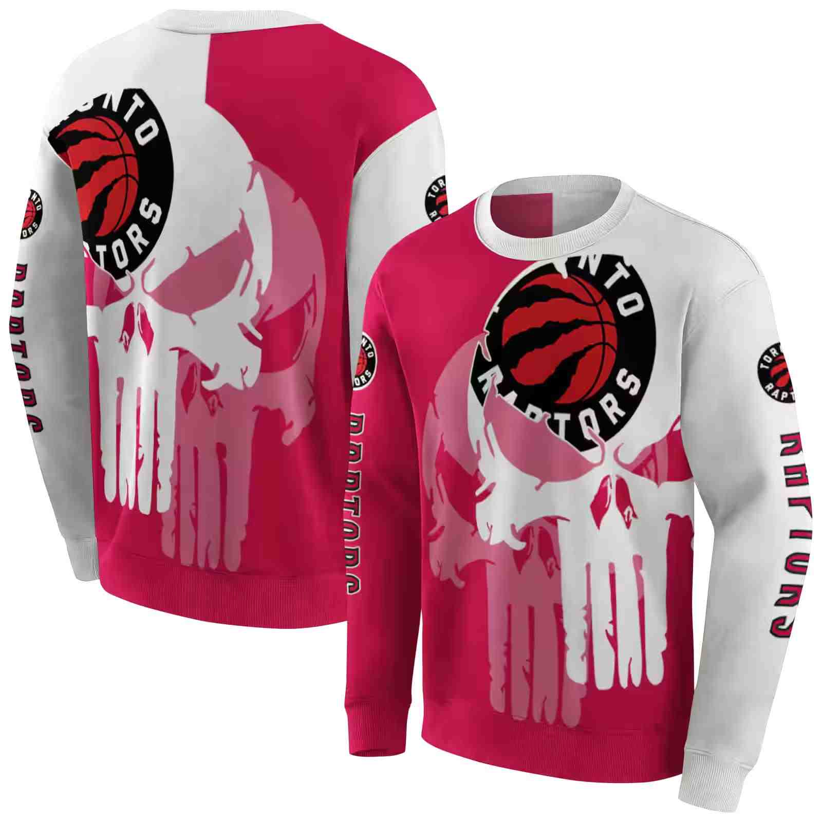 toronto raptors graphic punisher red white hoodie premium grade