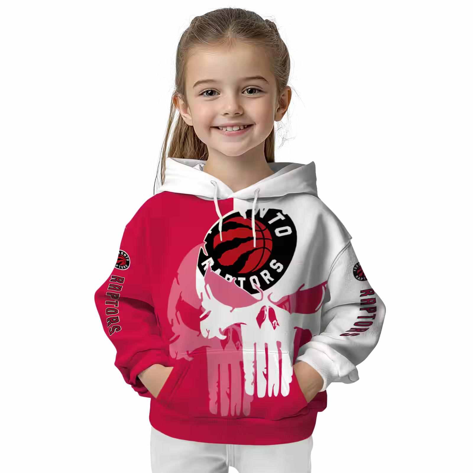 toronto raptors graphic punisher red white hoodie top rated