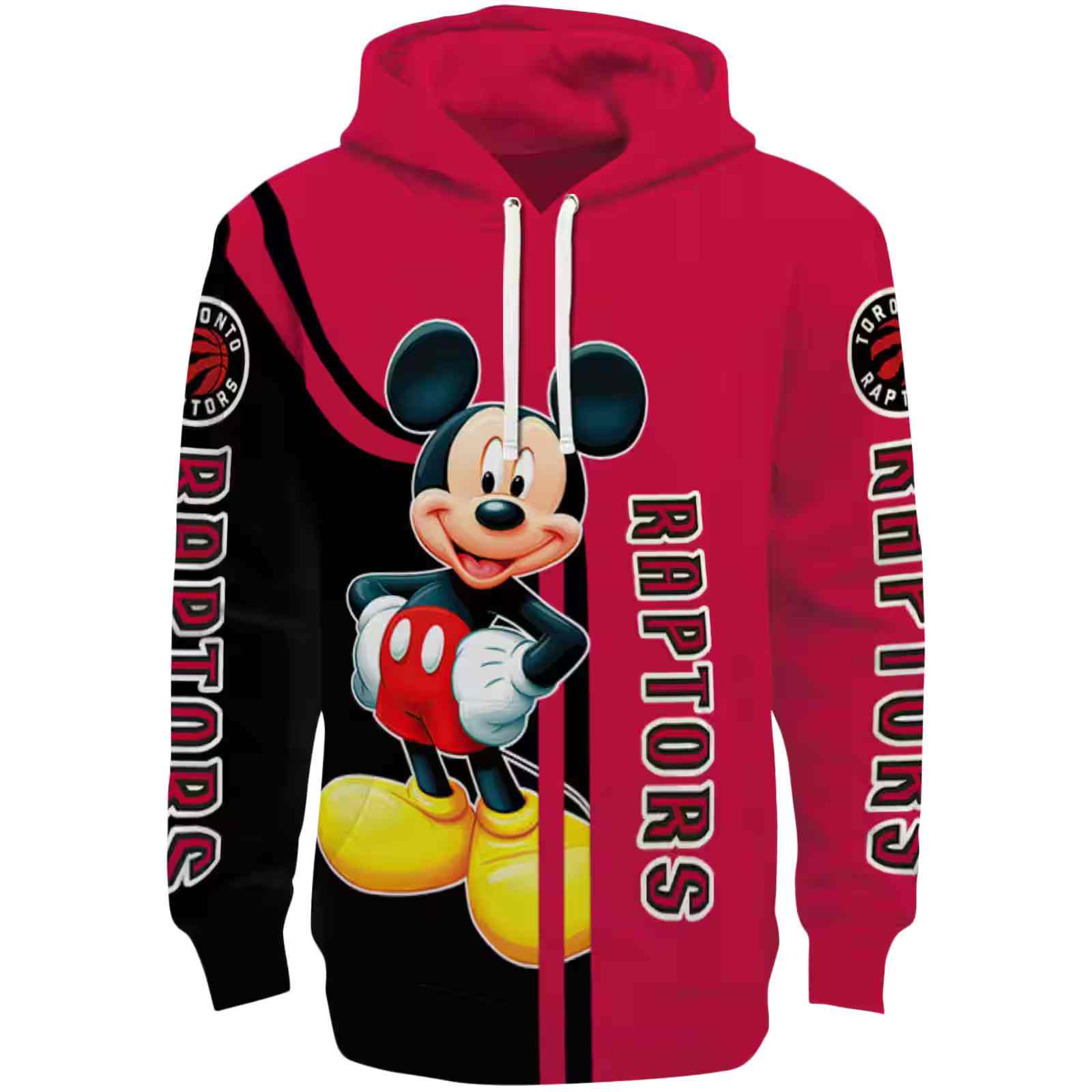 Toronto Raptors Mickey Mouse Red Black Hoodie