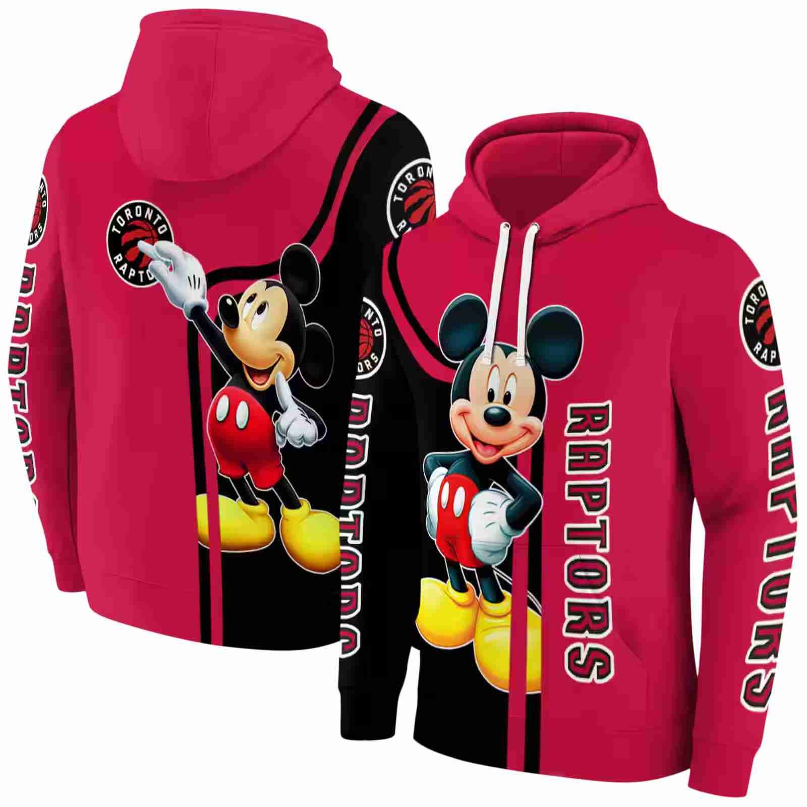 toronto raptors mickey mouse red black hoodie fashion forward