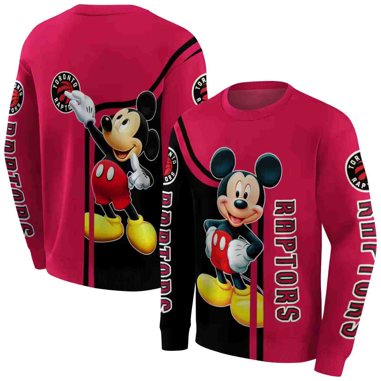 toronto raptors mickey mouse red black hoodie premium grade