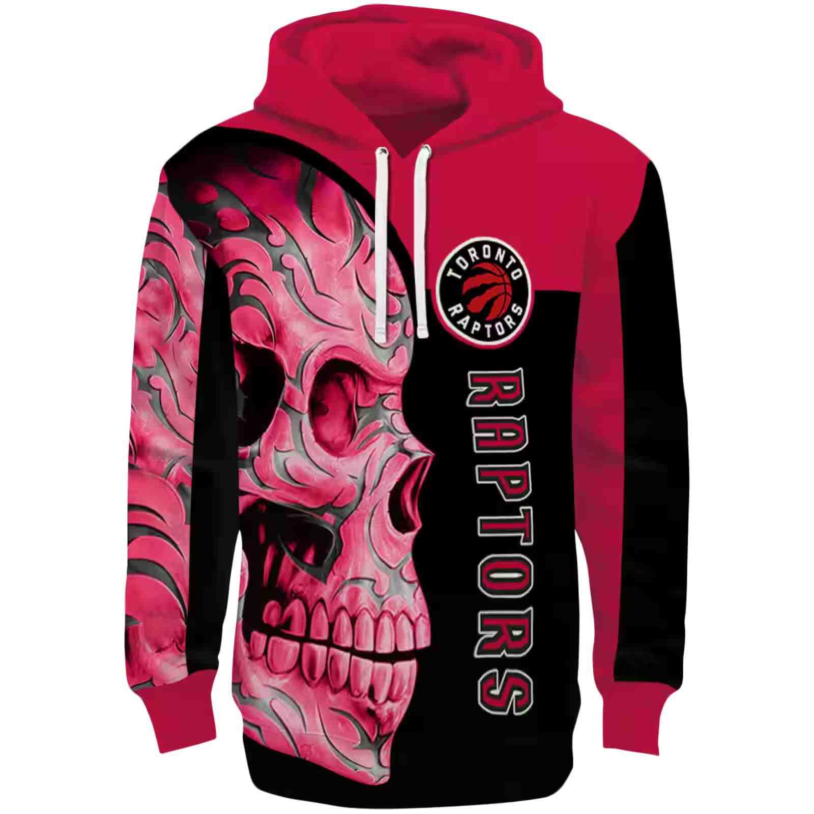 Toronto Raptors Skull Motif Red Black Hoodie