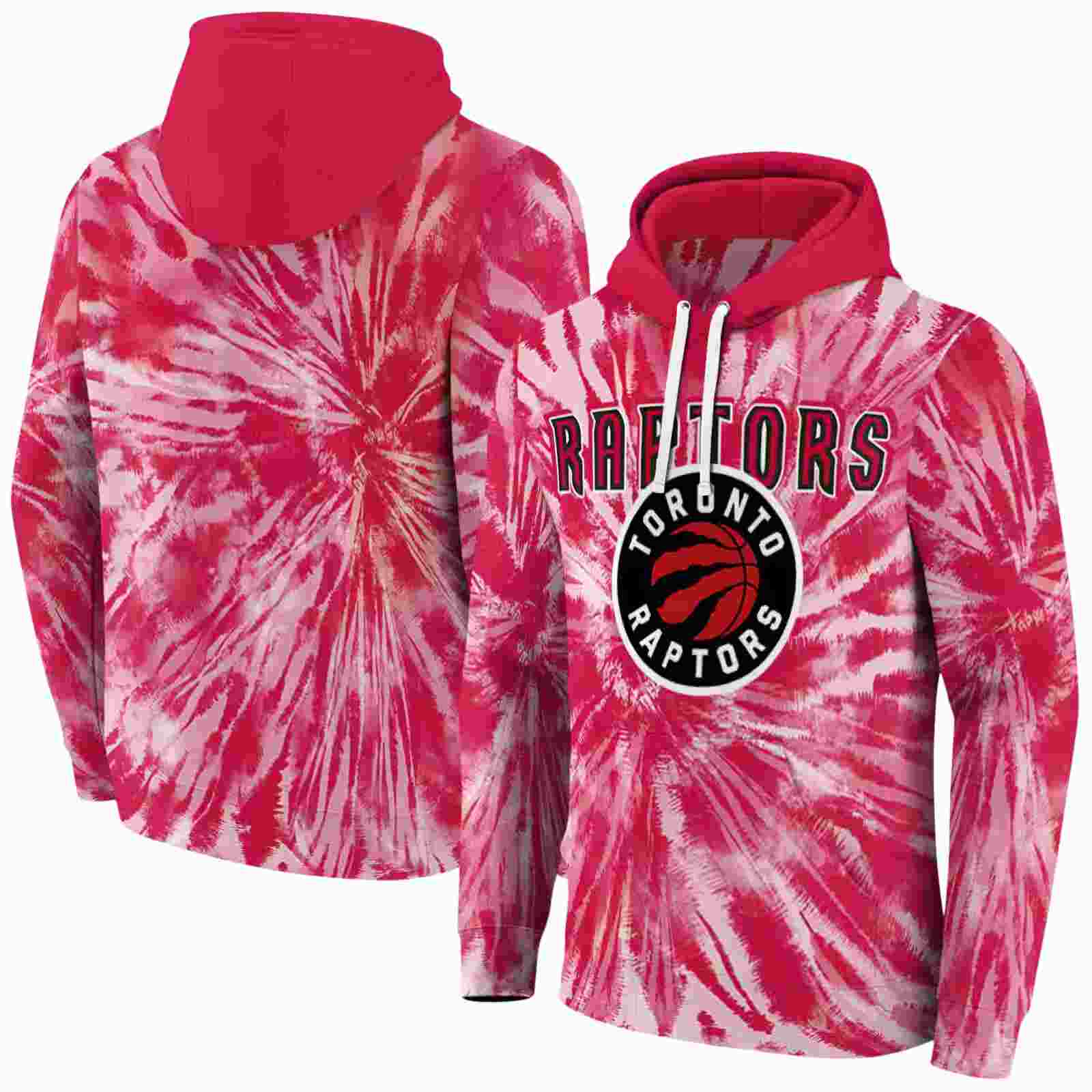 toronto raptors tie dye pattern red hoodie fashion forward