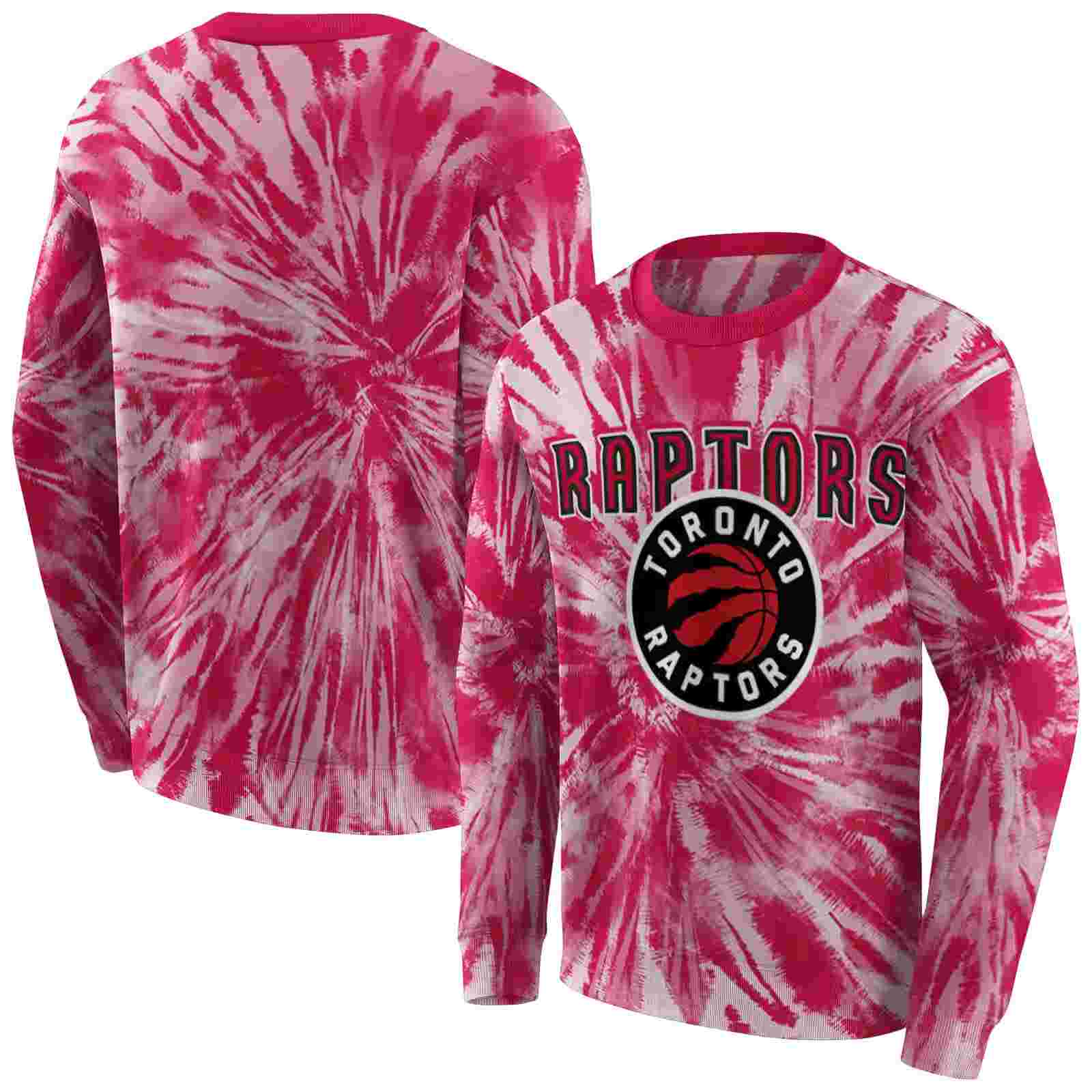 toronto raptors tie dye pattern red hoodie premium grade