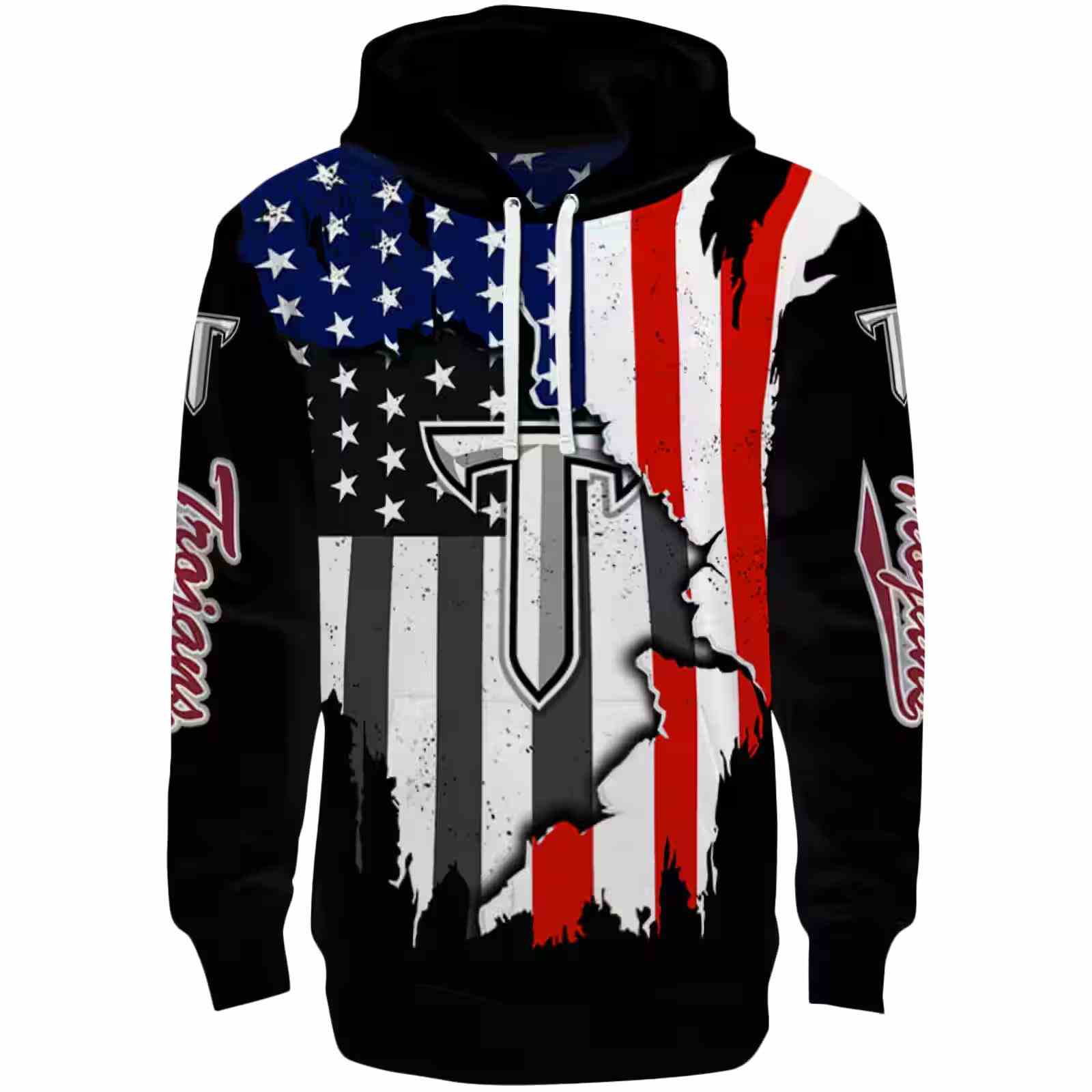 Troy Trojans American Pride Black Hoodie