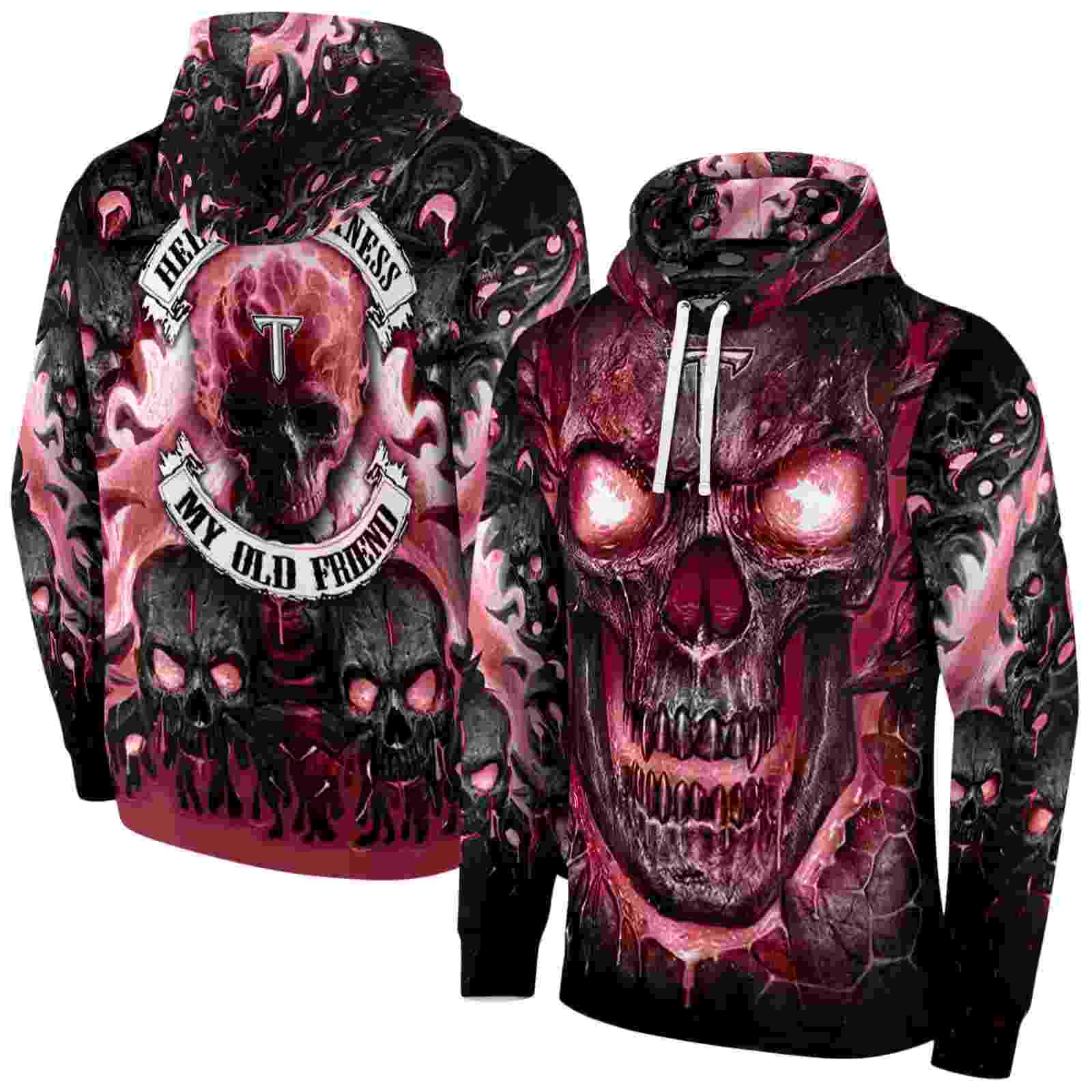 troy trojans demonic skull red black hoodie fashion forward