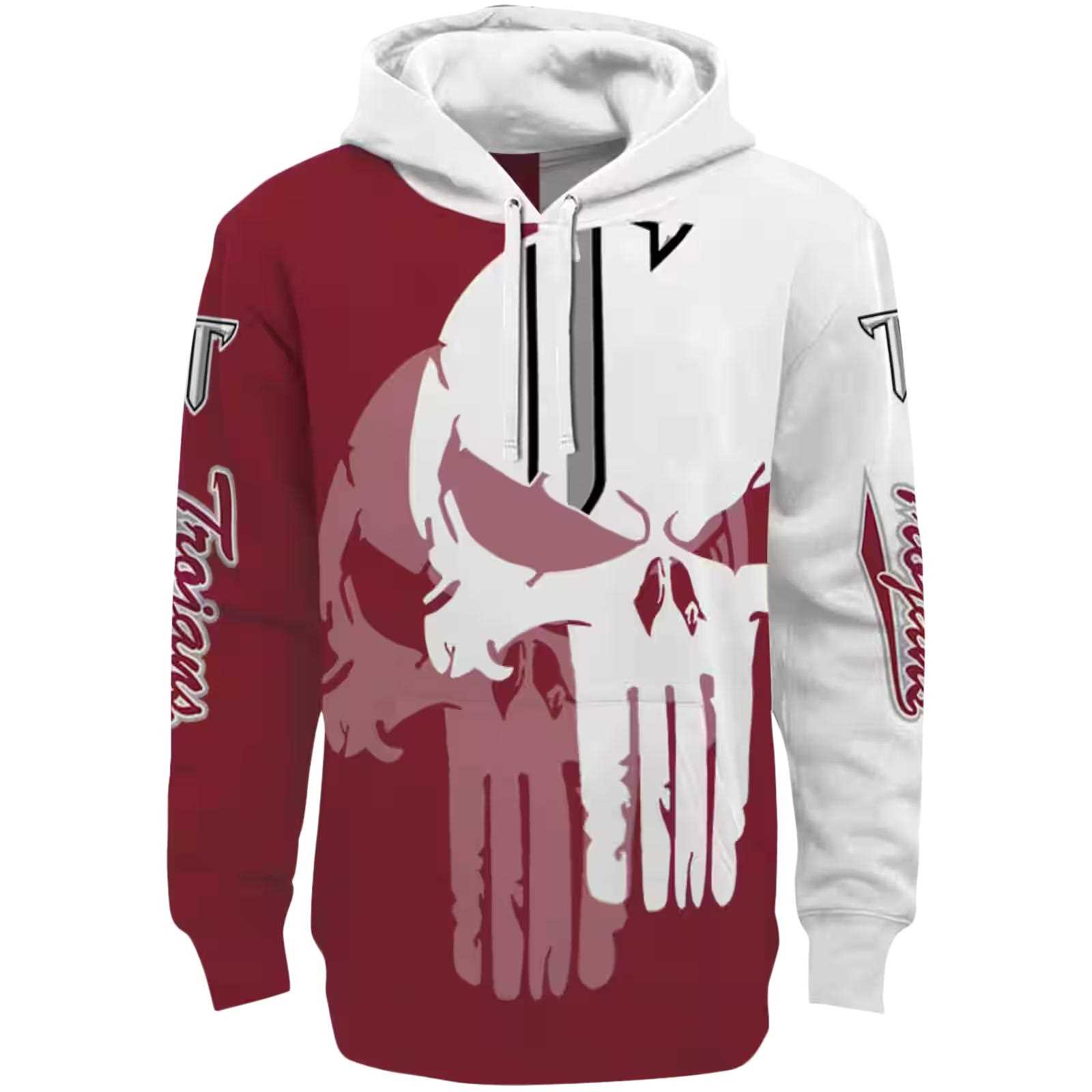 Troy Trojans Graphic Punisher Red White Hoodie