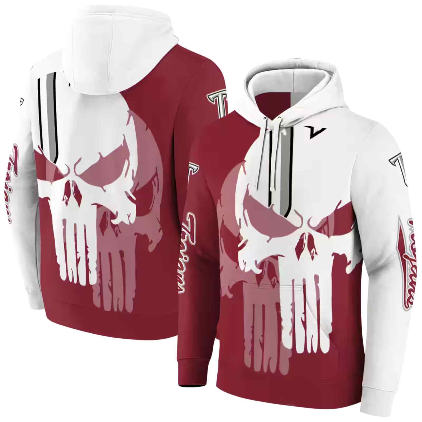 troy trojans graphic punisher red white hoodie fashion forward