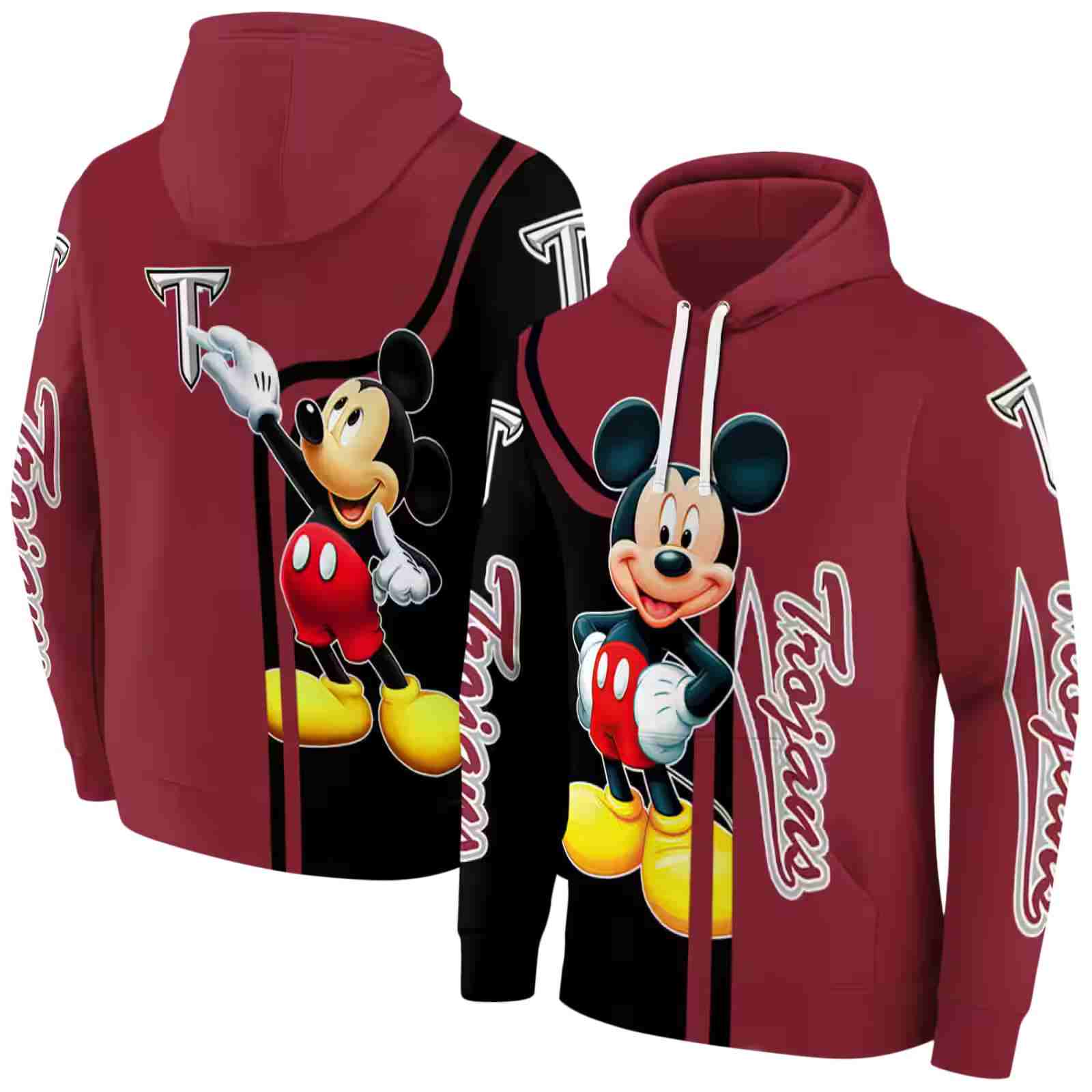troy trojans mickey mouse red black hoodie fashion forward