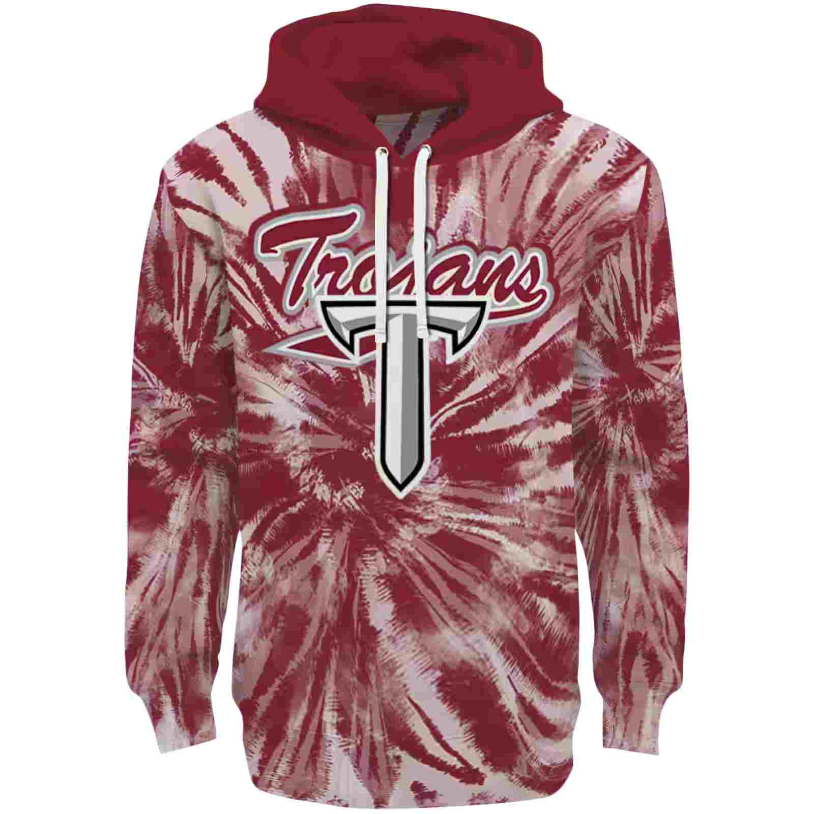 Troy Trojans Tie Dye Pattern Red Hoodie