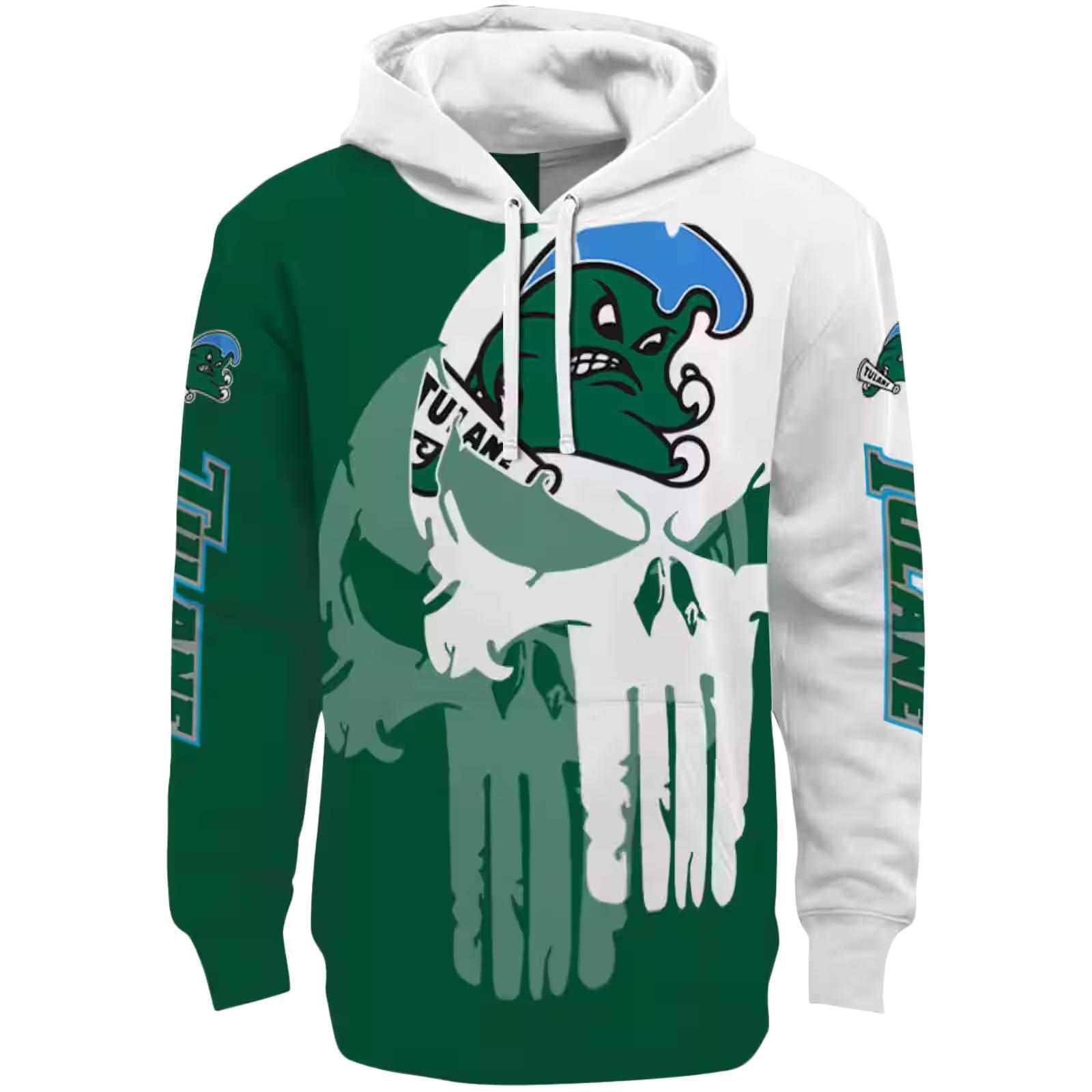 Tulane Green Wave Graphic Punisher Green White Hoodie
