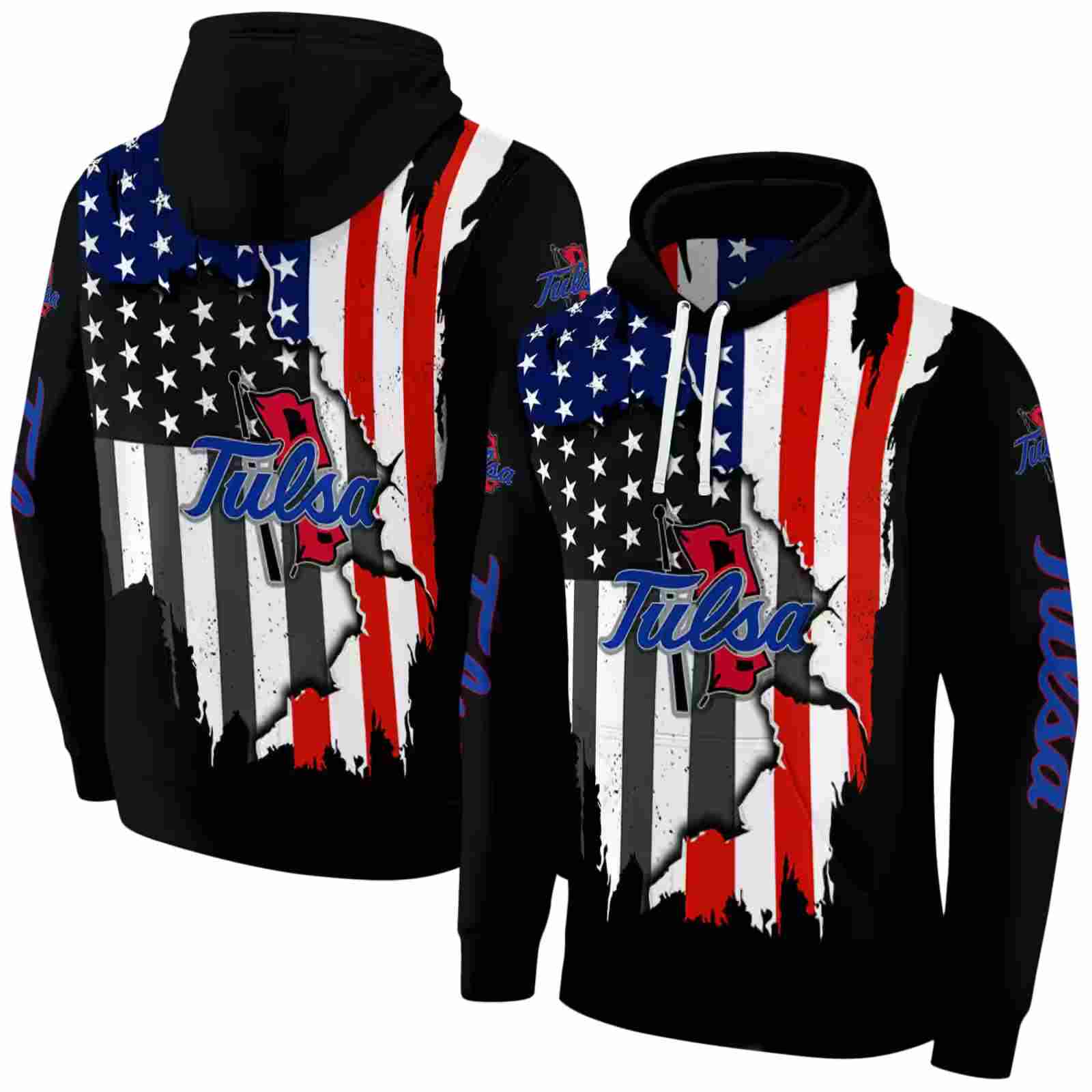 tulsa golden hurricane american pride black hoodie fashion forward