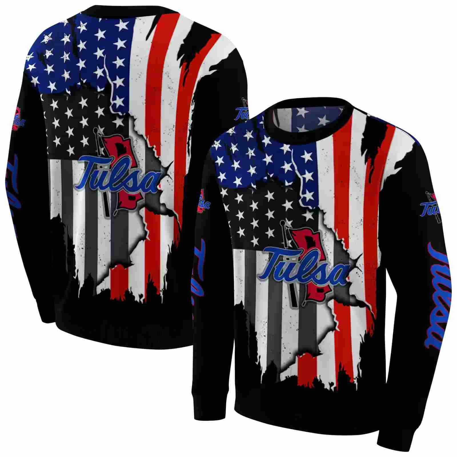 tulsa golden hurricane american pride black hoodie premium grade