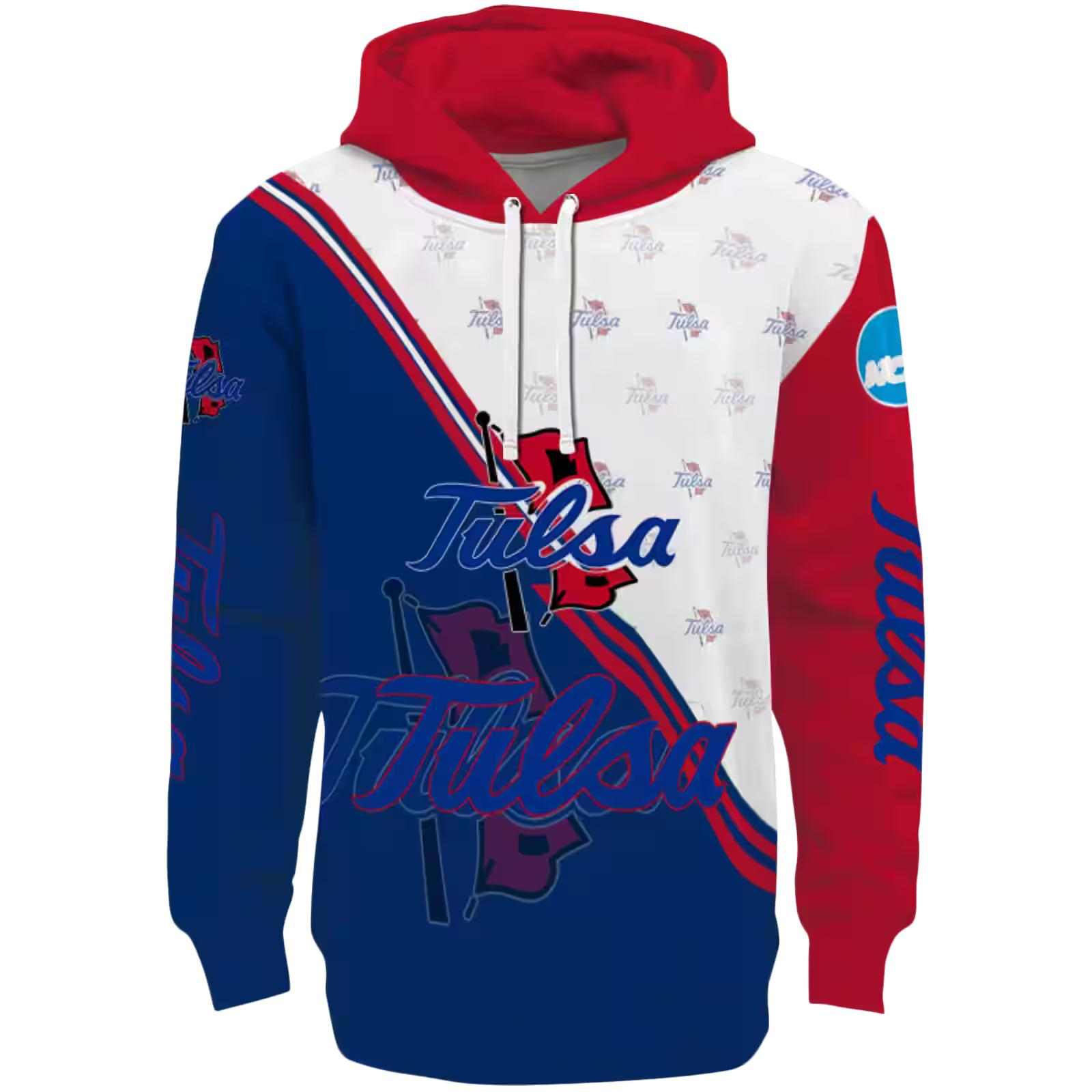 Tulsa Golden Hurricane Diagonal Stripe Blue White Hoodie