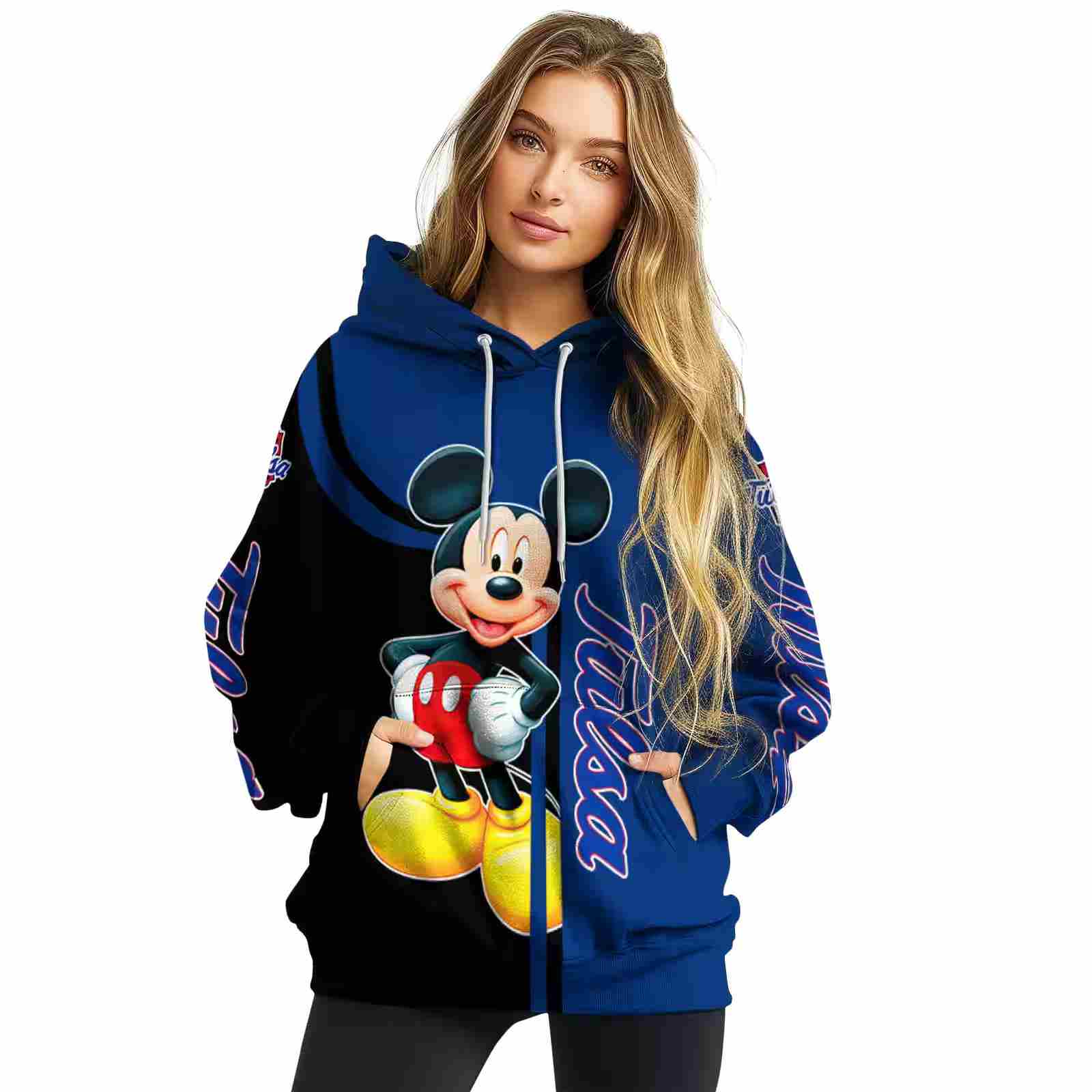 tulsa golden hurricane mickey mouse blue black hoodie high quality