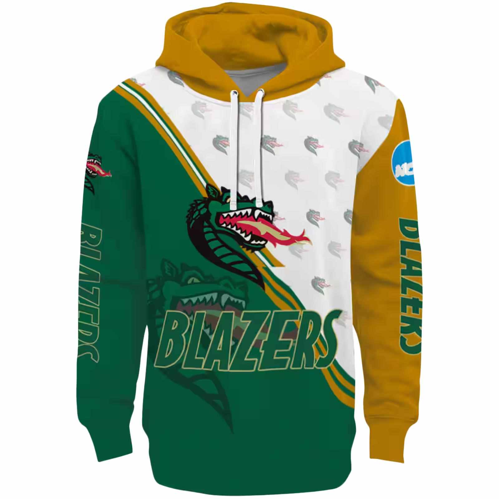 UAB Blazers Diagonal Stripe Green White Hoodie