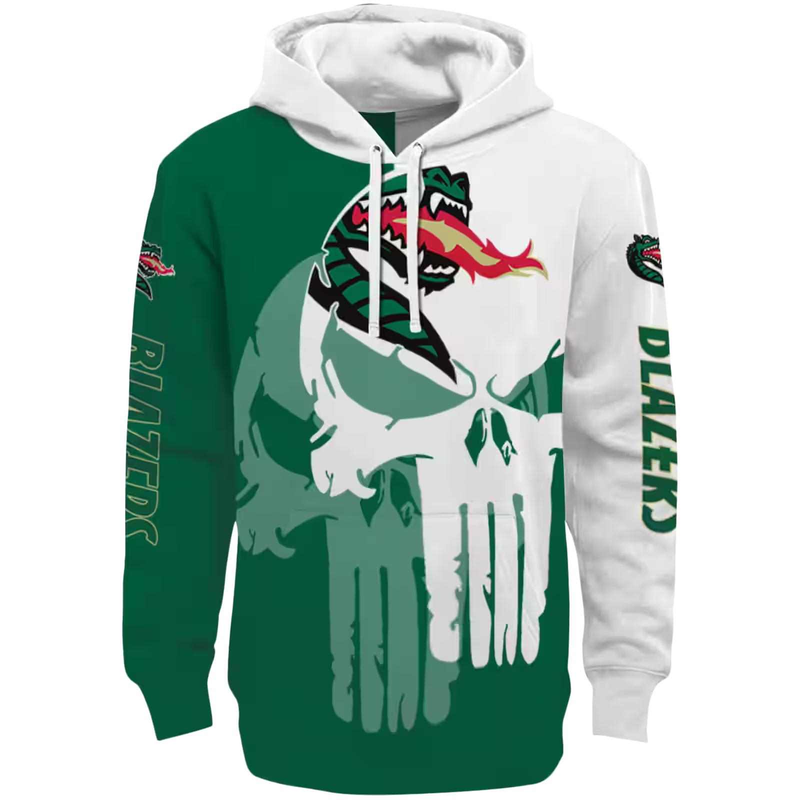 UAB Blazers Graphic Punisher Green White Hoodie