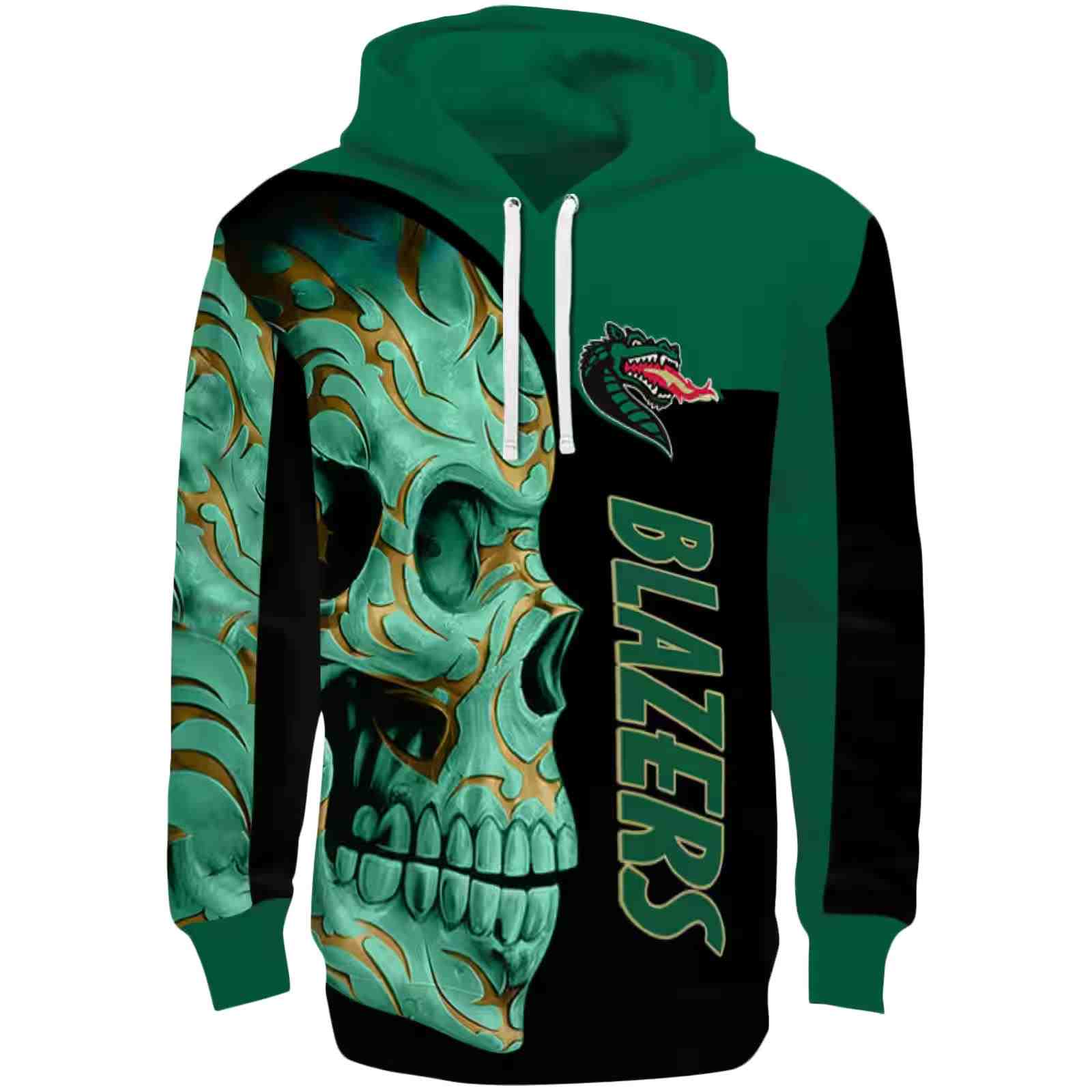 UAB Blazers Skull Motif Green Black Hoodie