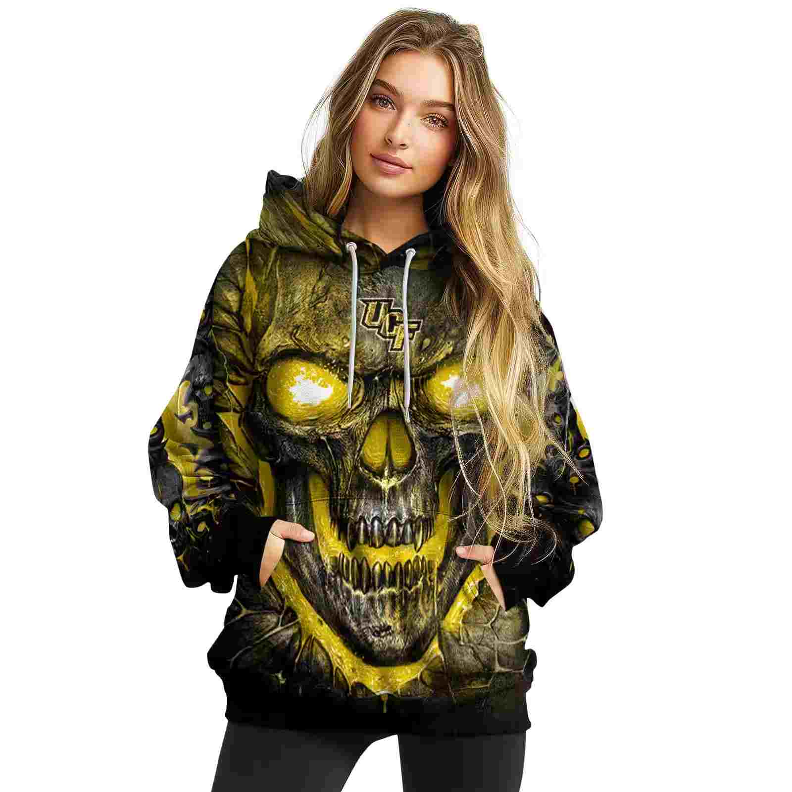 ucf knights demonic skull gold black hoodie high quality