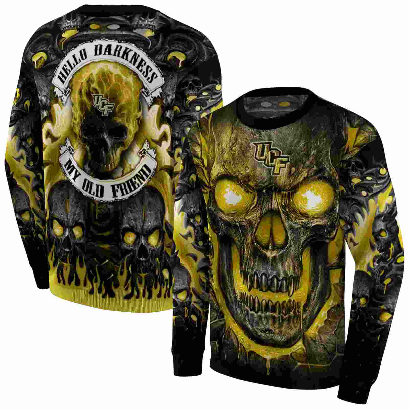 ucf knights demonic skull gold black hoodie premium grade