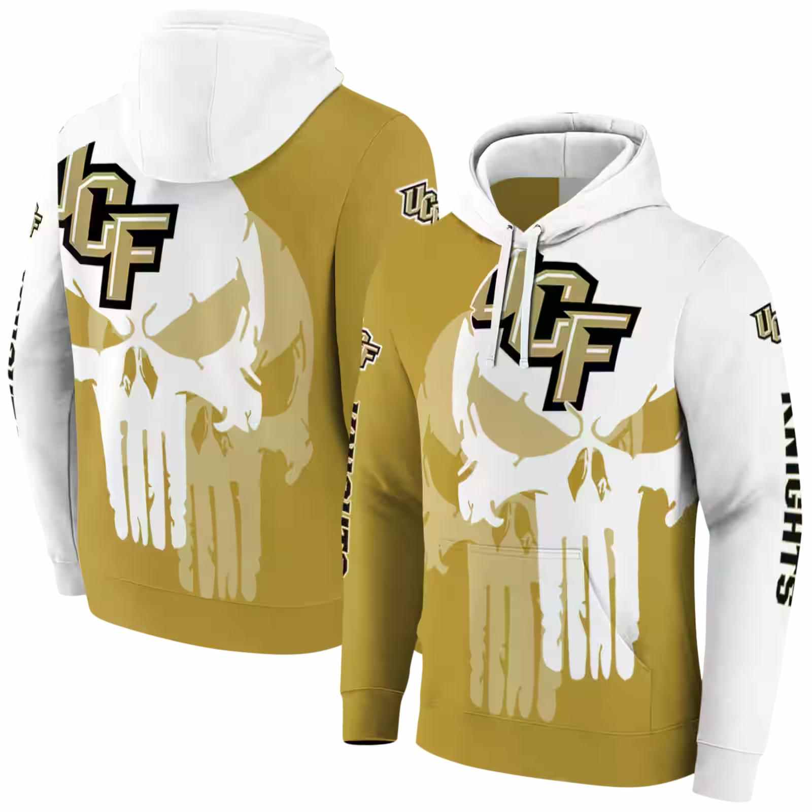 ucf knights graphic punisher gold white hoodie fashion forward