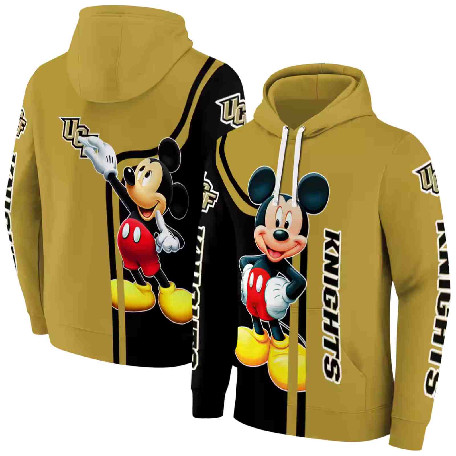 ucf knights mickey mouse gold black hoodie fashion forward