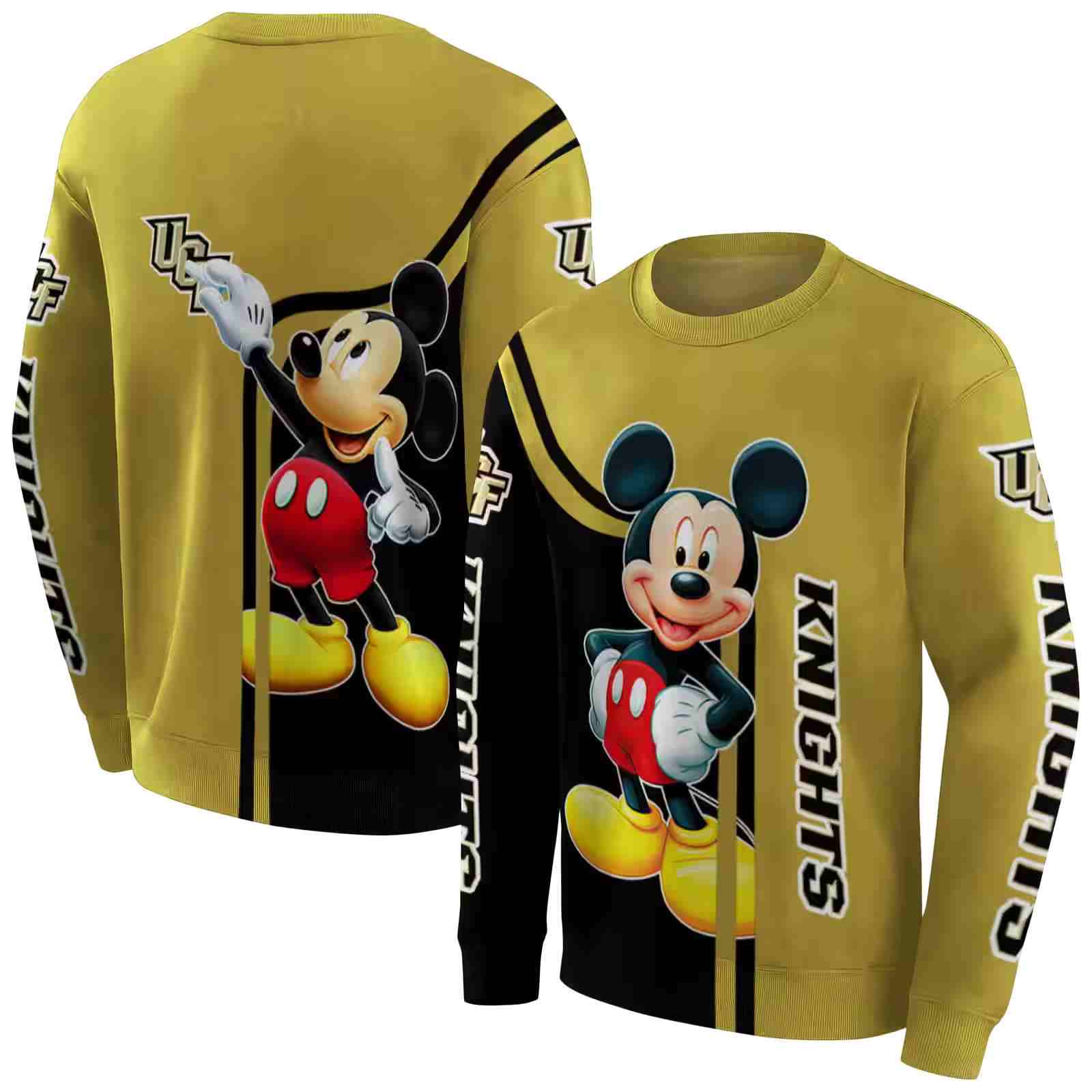 ucf knights mickey mouse gold black hoodie premium grade