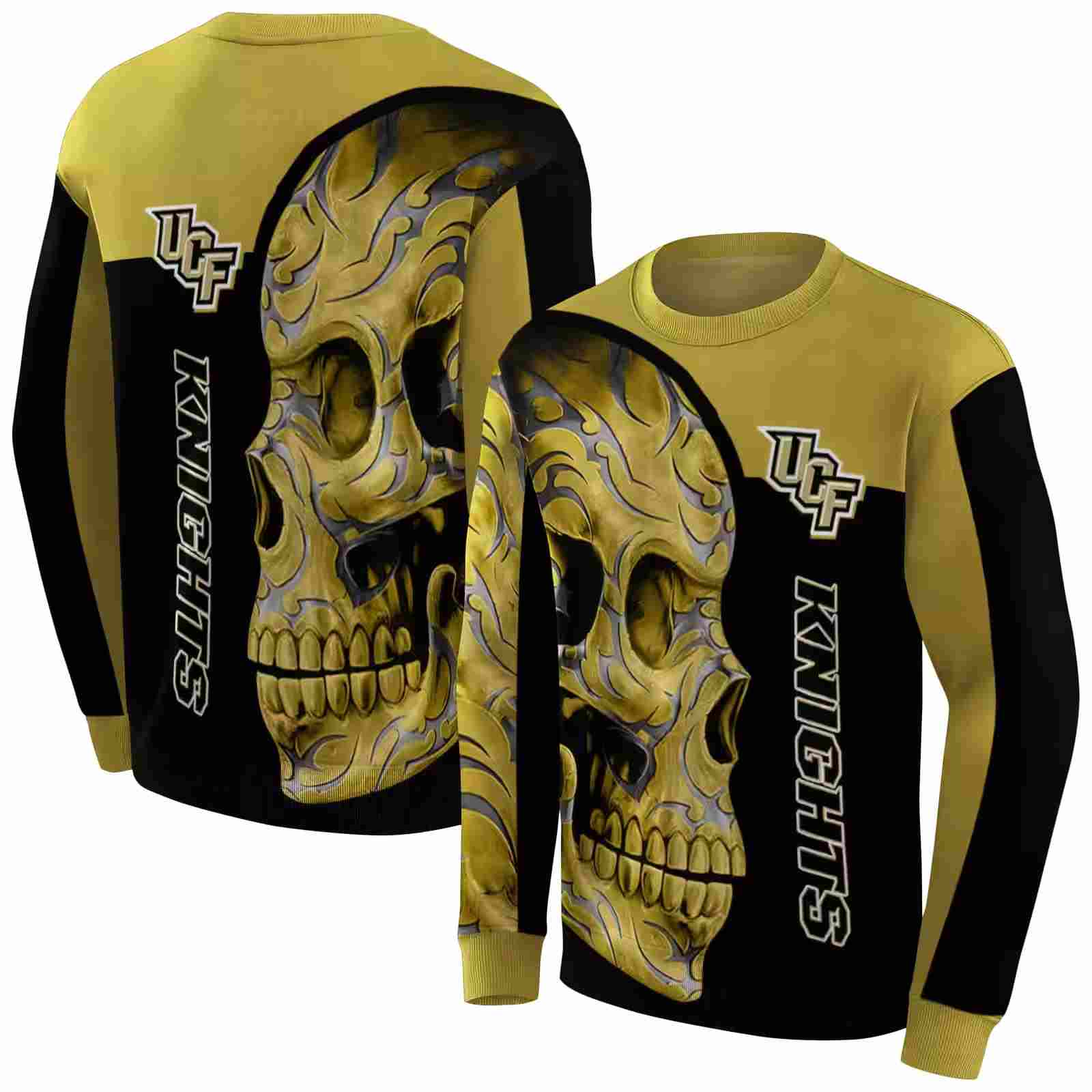 ucf knights skull motif gold black hoodie premium grade