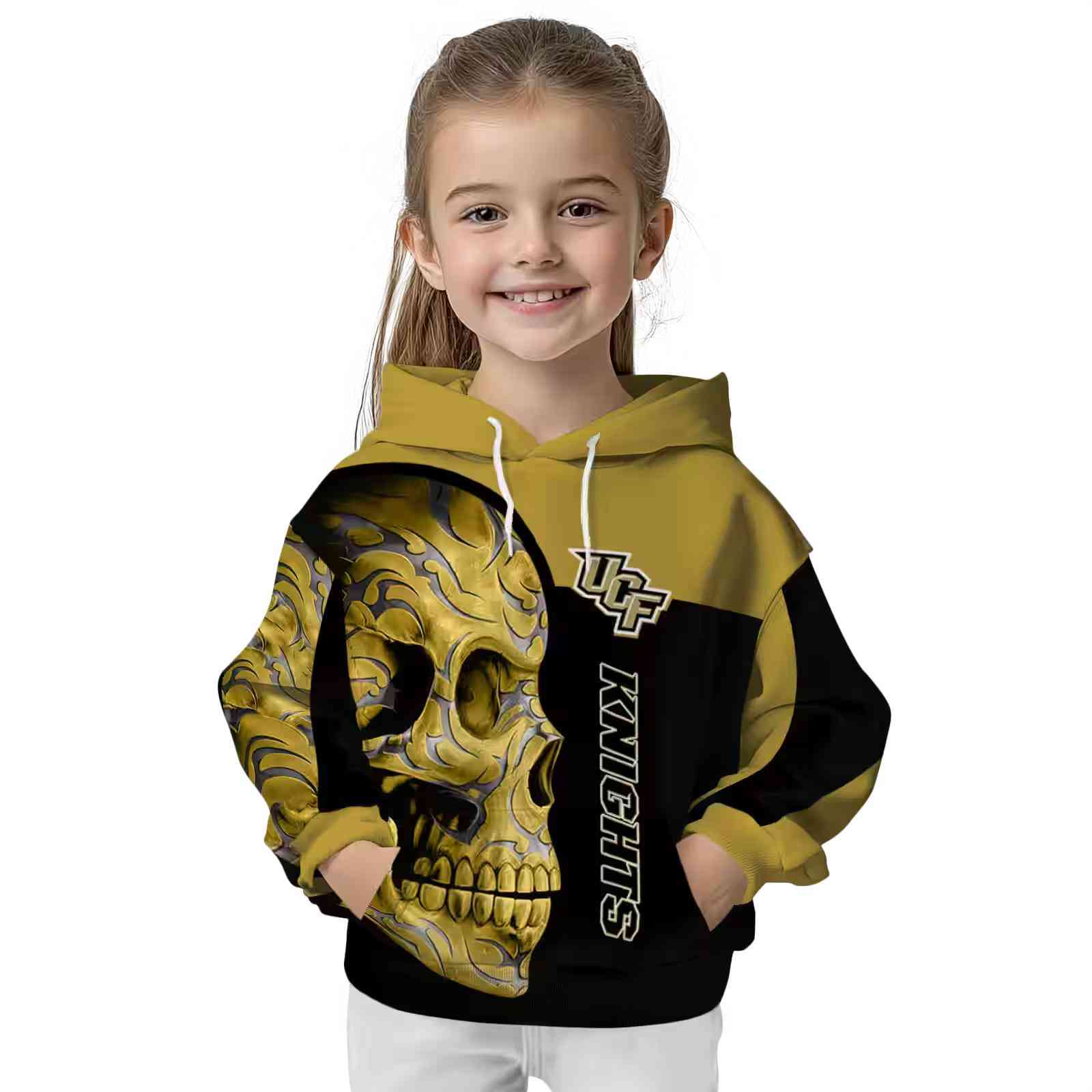 ucf knights skull motif gold black hoodie top rated