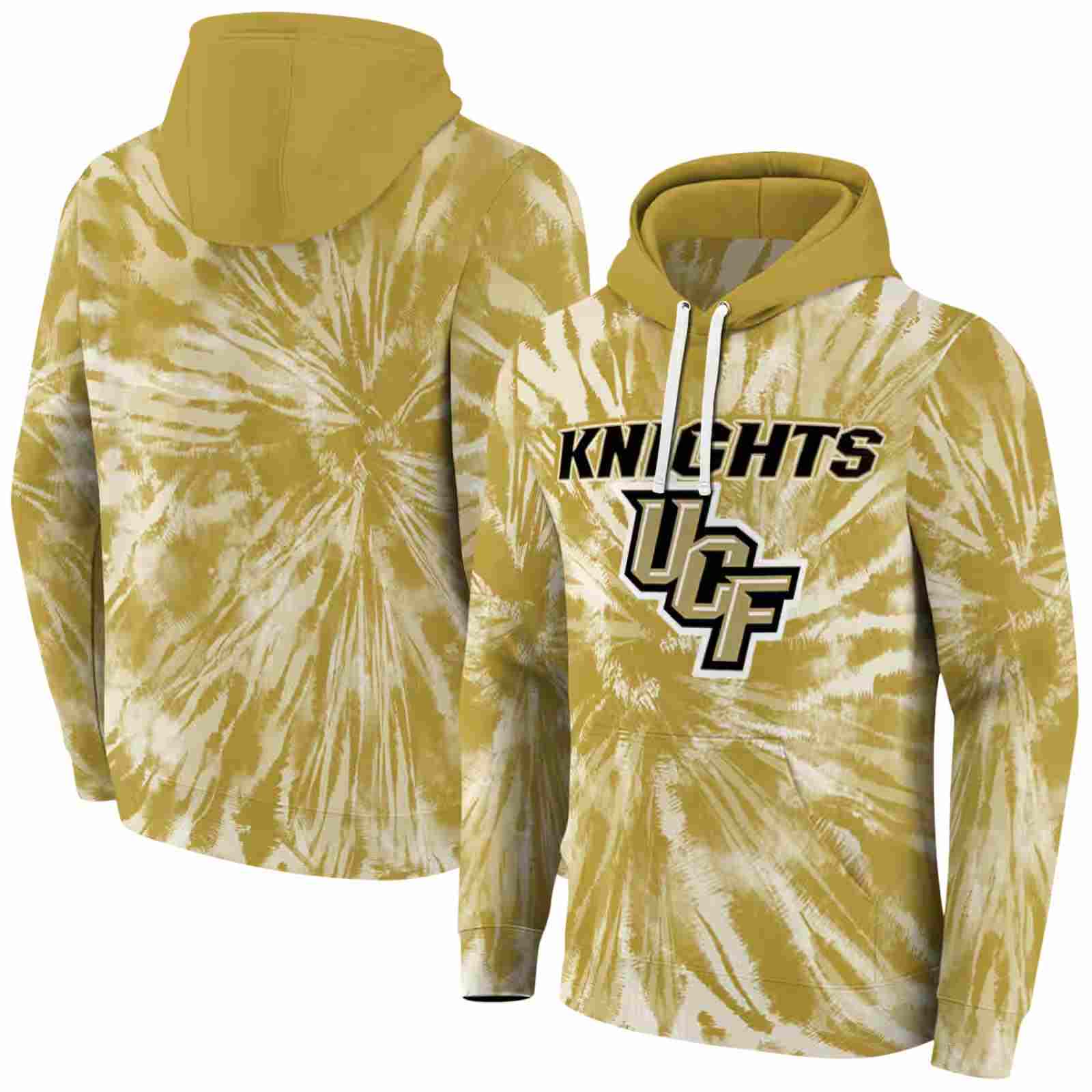 ucf knights tie dye pattern gold hoodie fashion forward