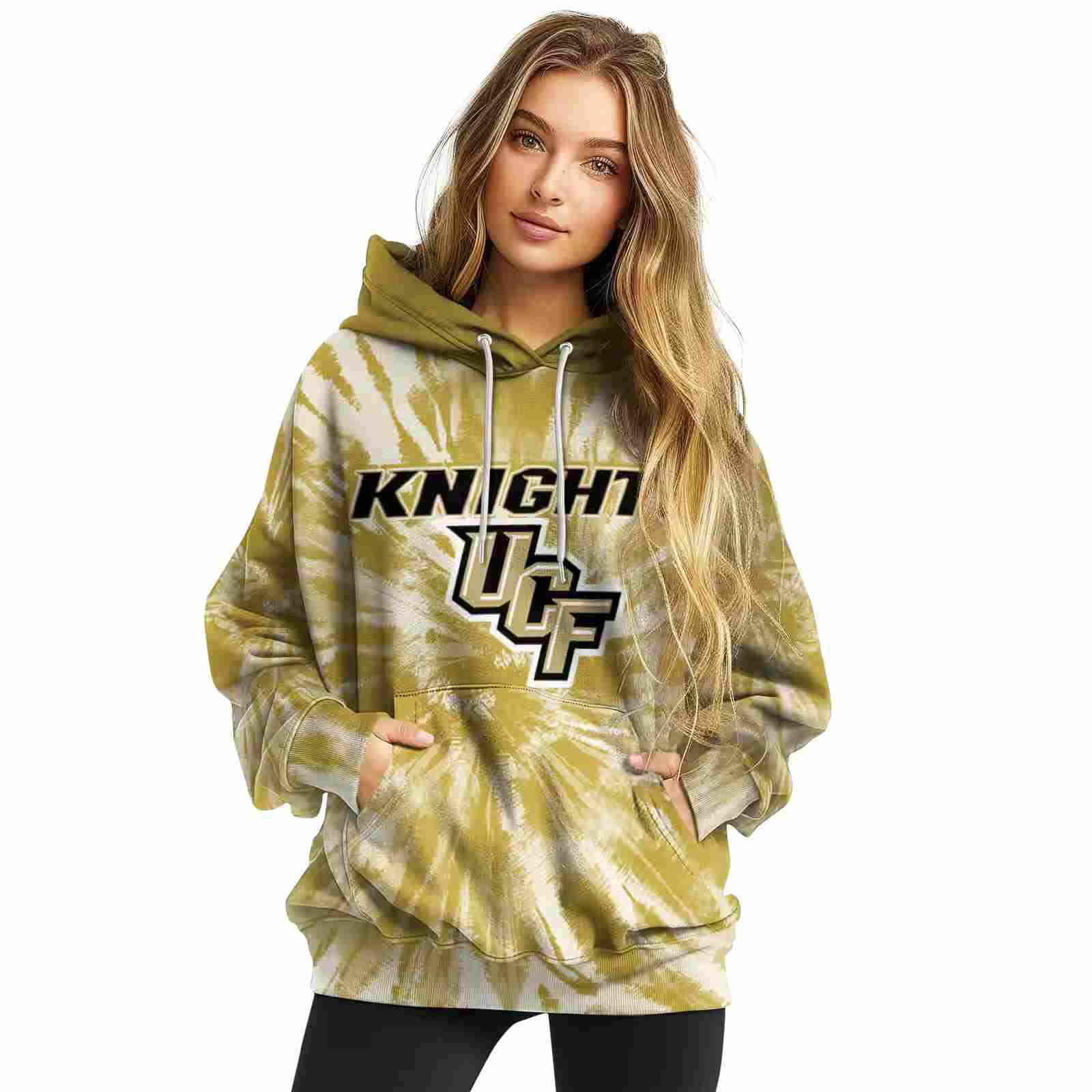 ucf knights tie dye pattern gold hoodie high quality