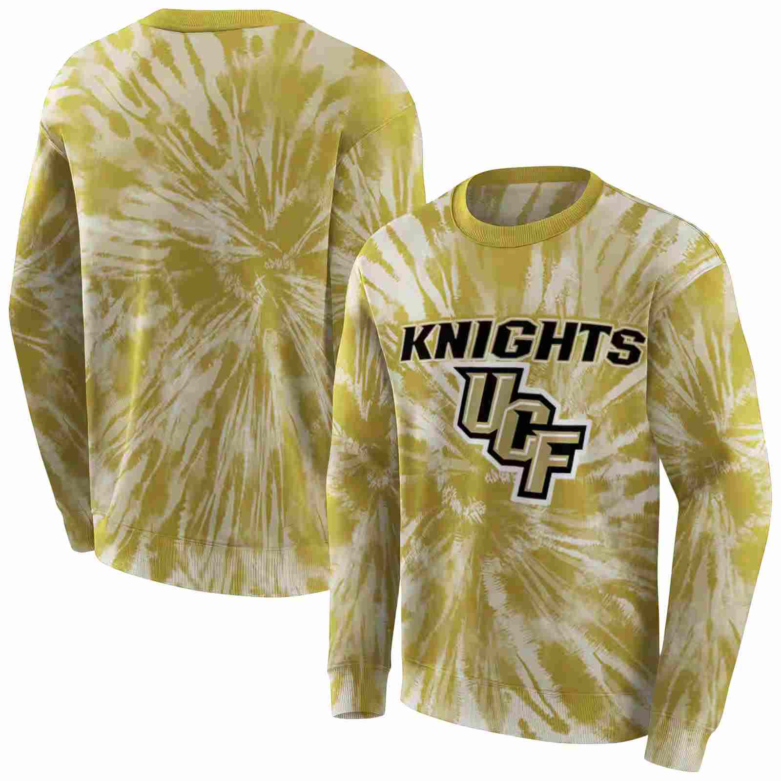 ucf knights tie dye pattern gold hoodie premium grade