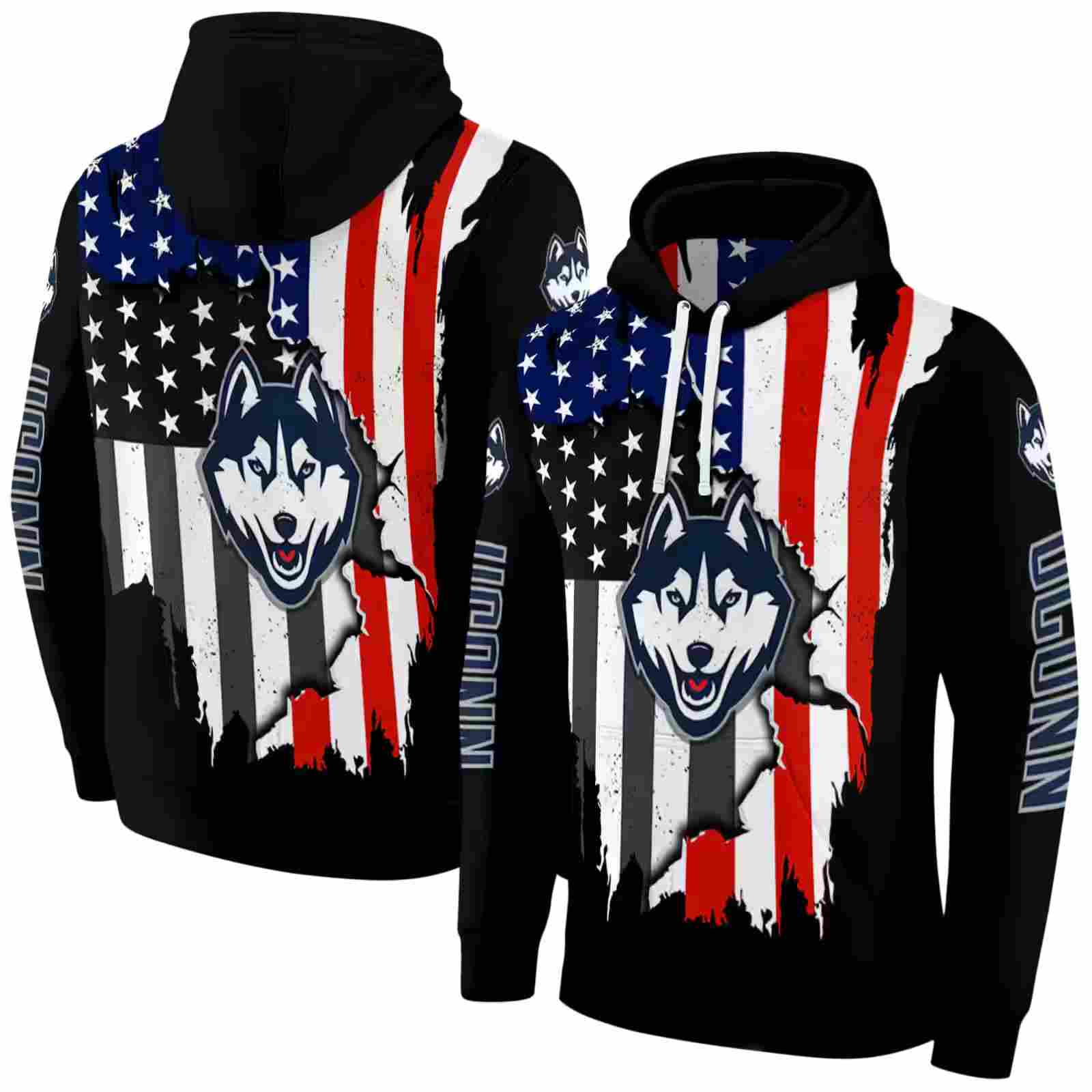 uconn huskies american pride black hoodie fashion forward