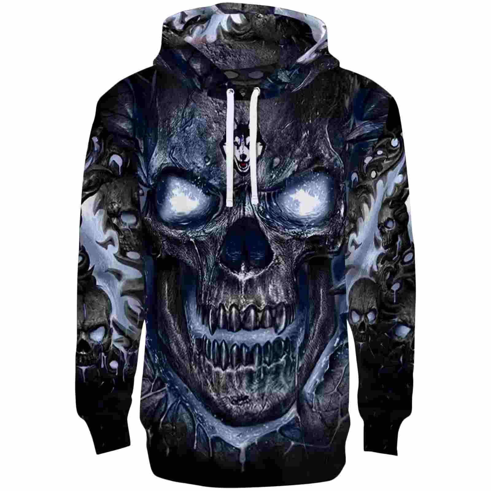 UConn Huskies Demonic Skull Blue Black Hoodie